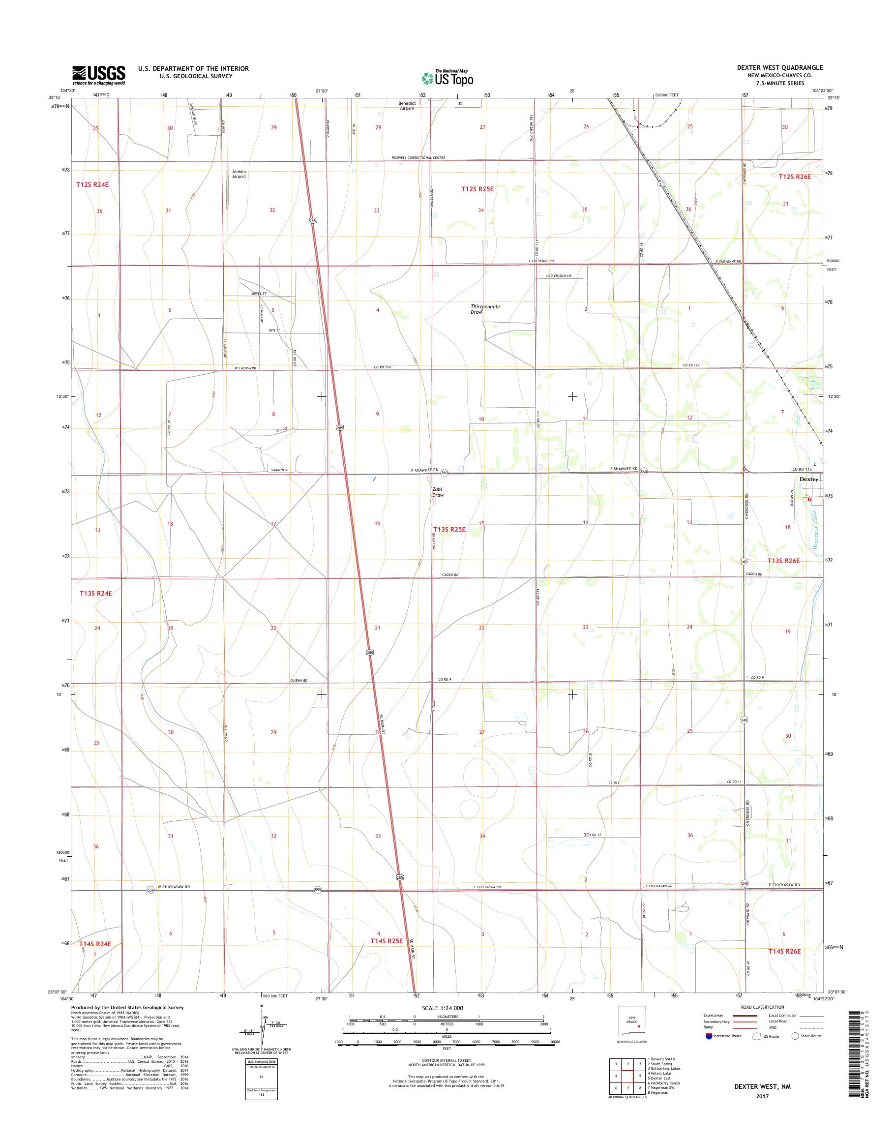 MyTopo Dexter West, New Mexico USGS Quad Topo Map
