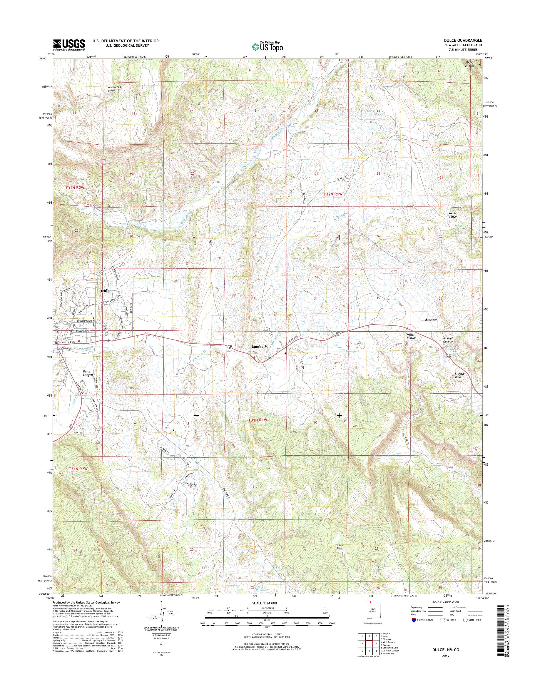 MyTopo Dulce, New Mexico USGS Quad Topo Map