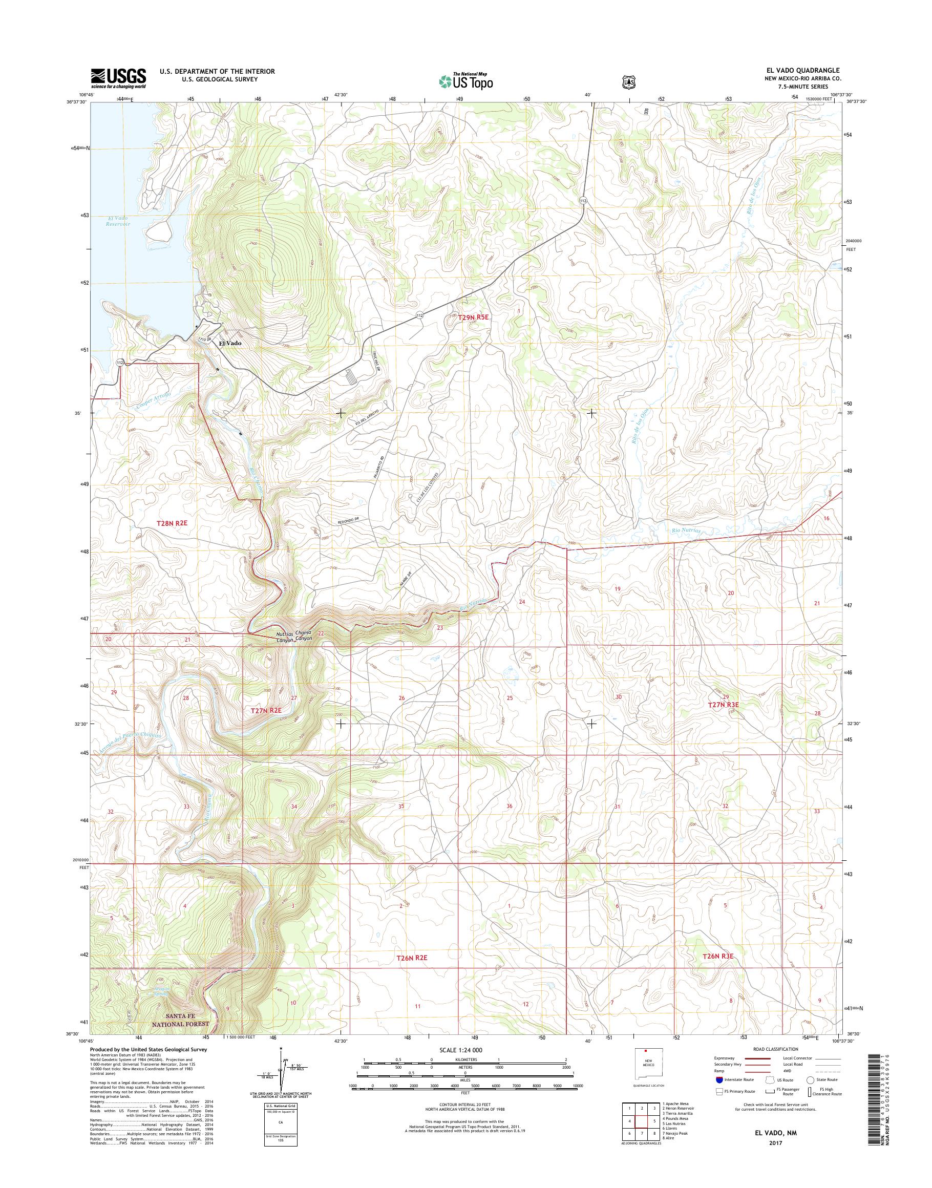 MyTopo El Vado, New Mexico USGS Quad Topo Map