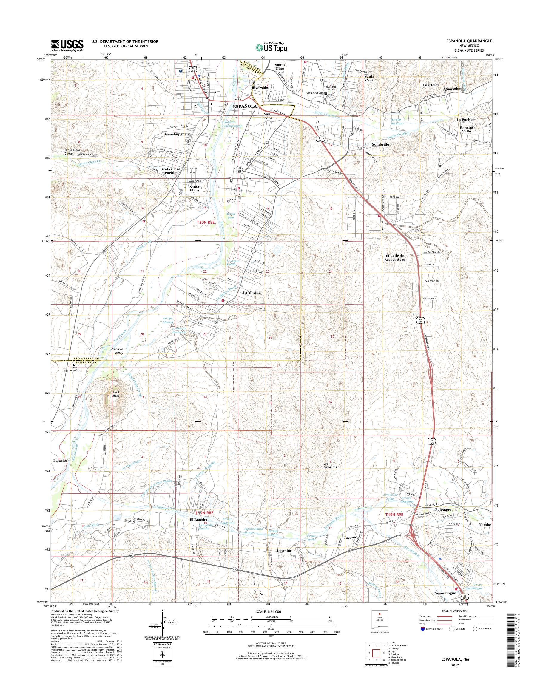 MyTopo Espanola, New Mexico USGS Quad Topo Map