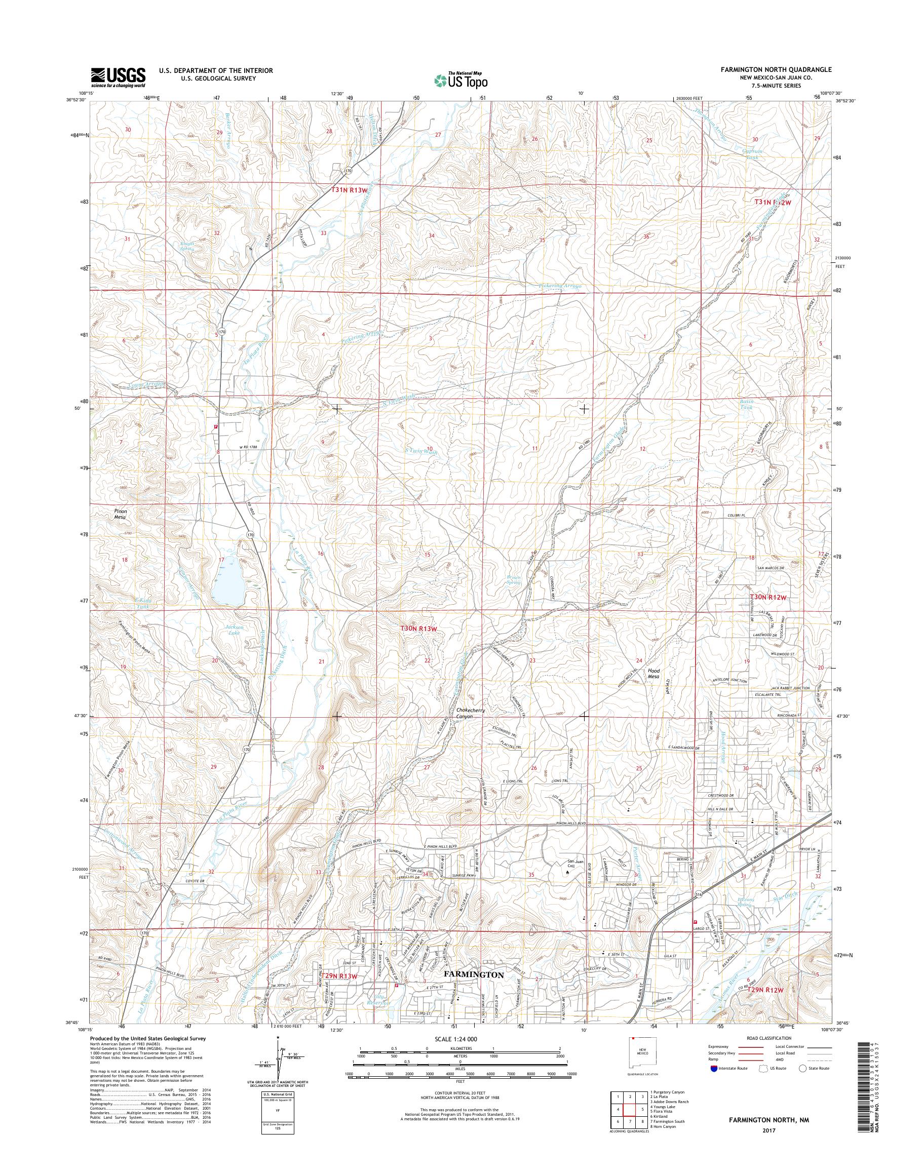 MyTopo Farmington North, New Mexico USGS Quad Topo Map