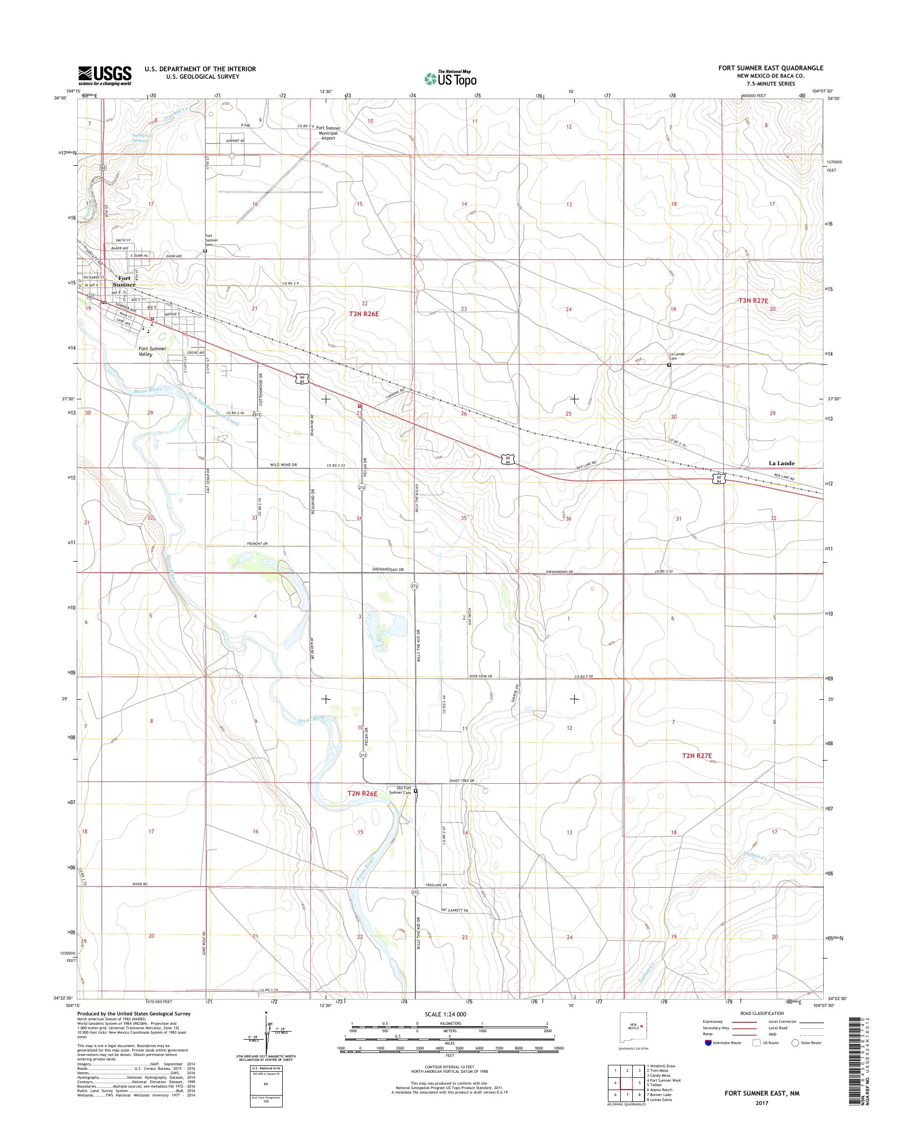 MyTopo Fort Sumner East, New Mexico USGS Quad Topo Map
