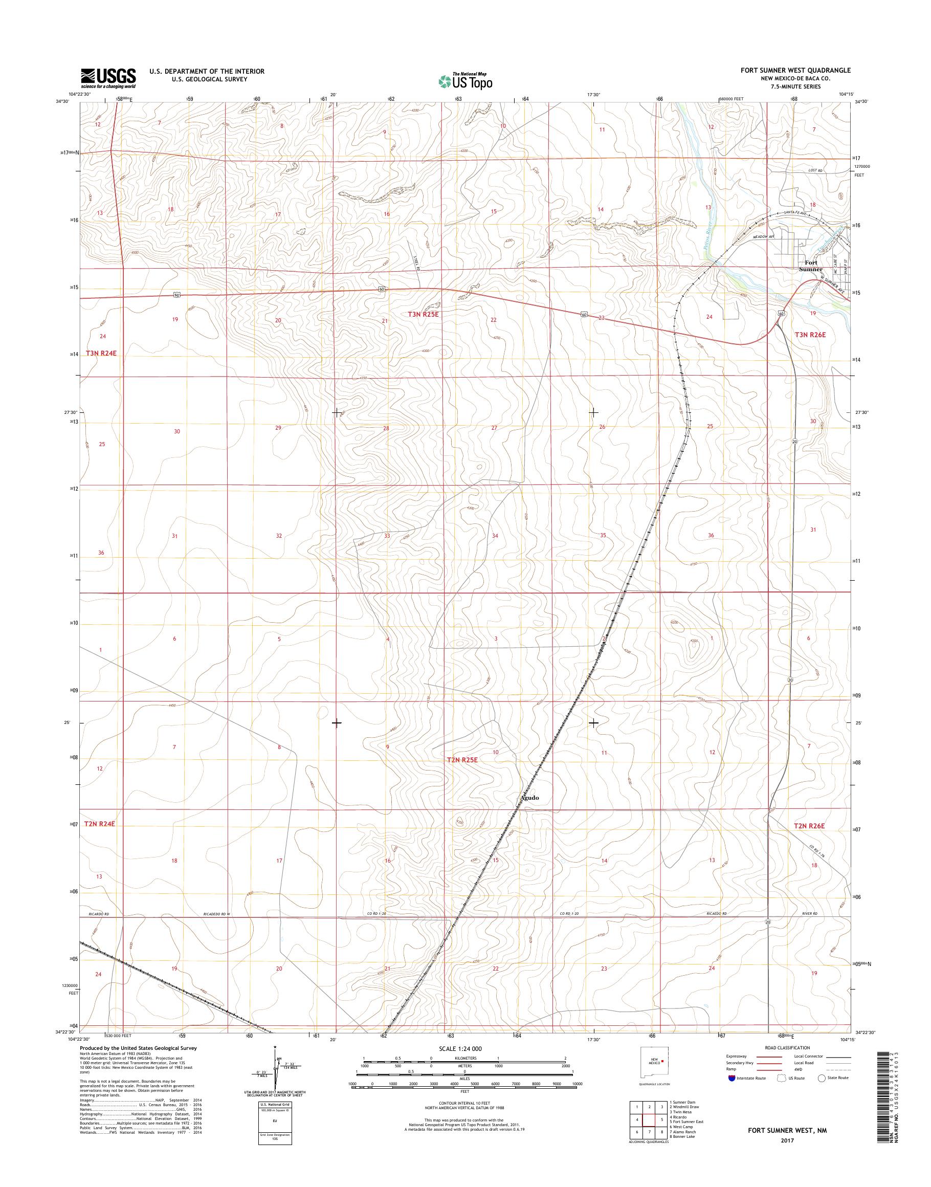 MyTopo Fort Sumner West, New Mexico USGS Quad Topo Map