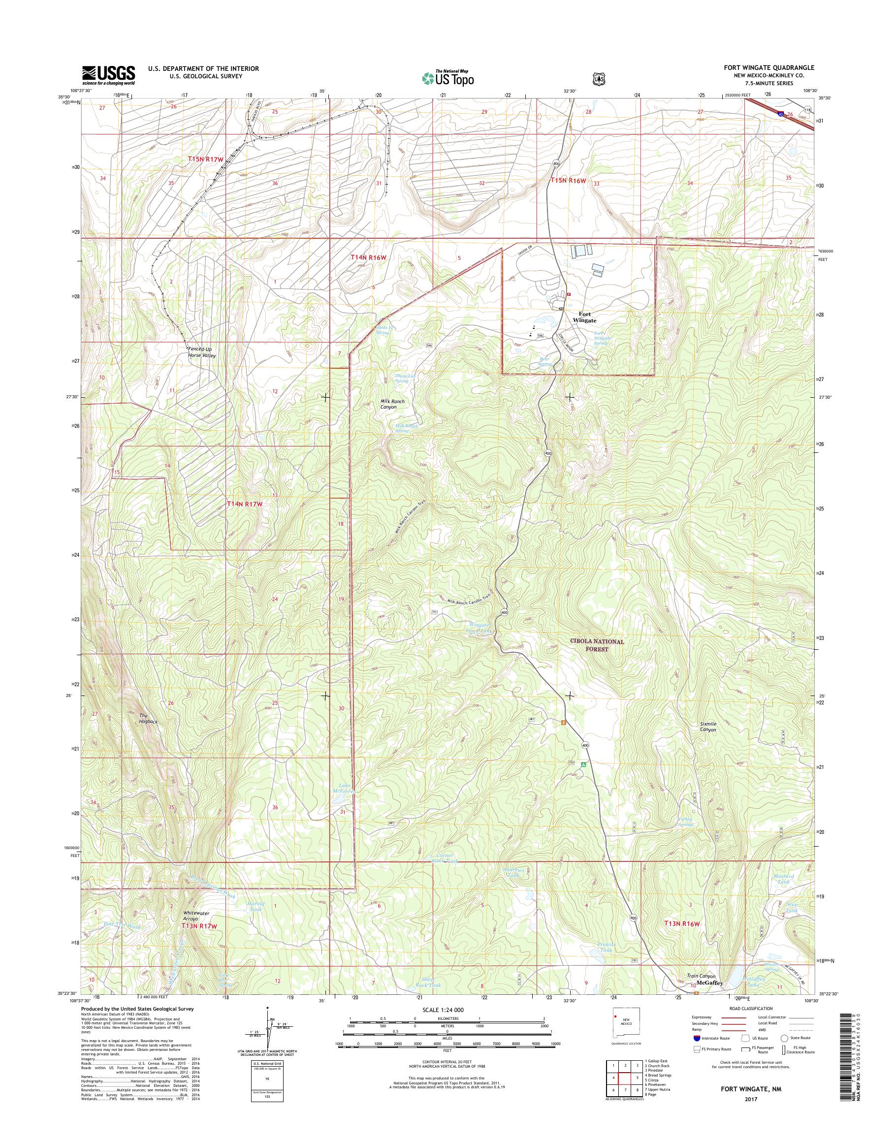 MyTopo Fort Wingate, New Mexico USGS Quad Topo Map