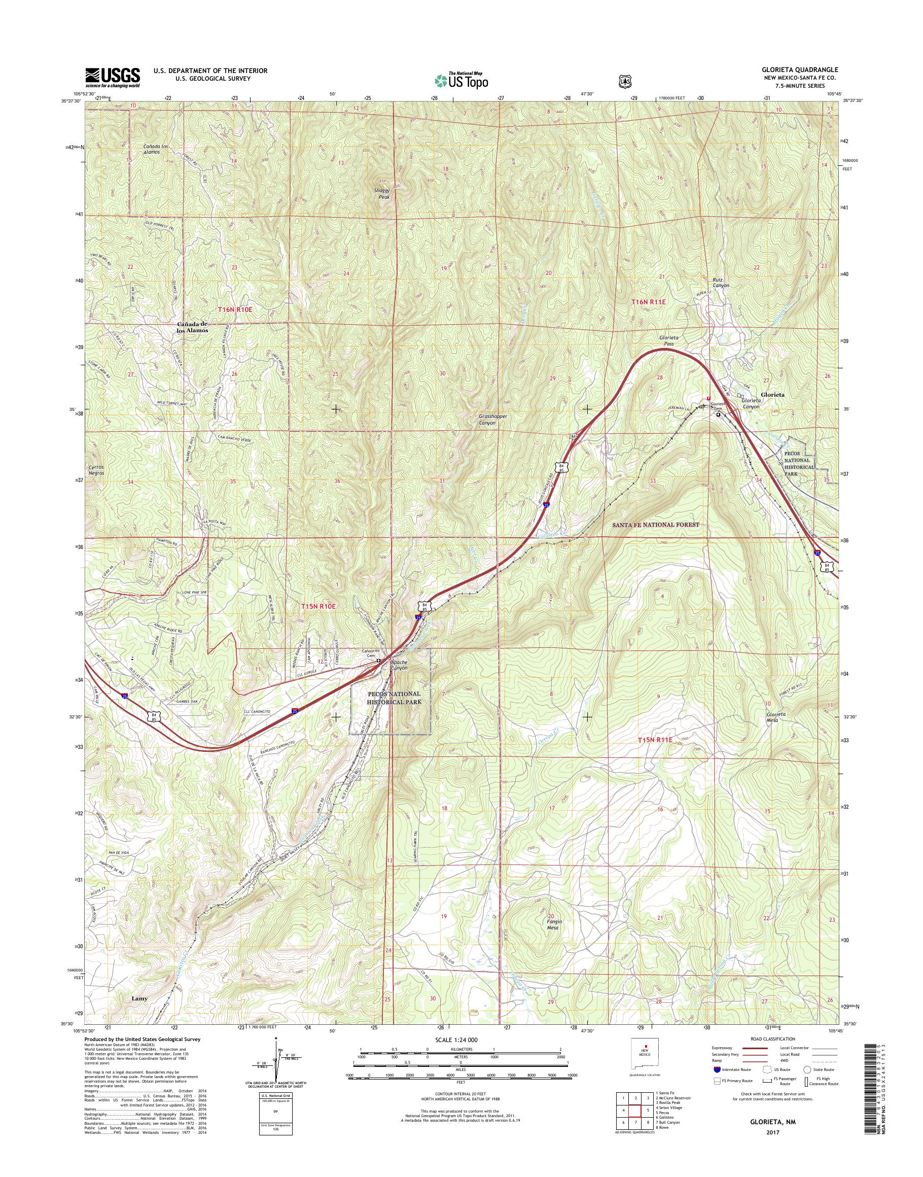 MyTopo Glorieta, New Mexico USGS Quad Topo Map