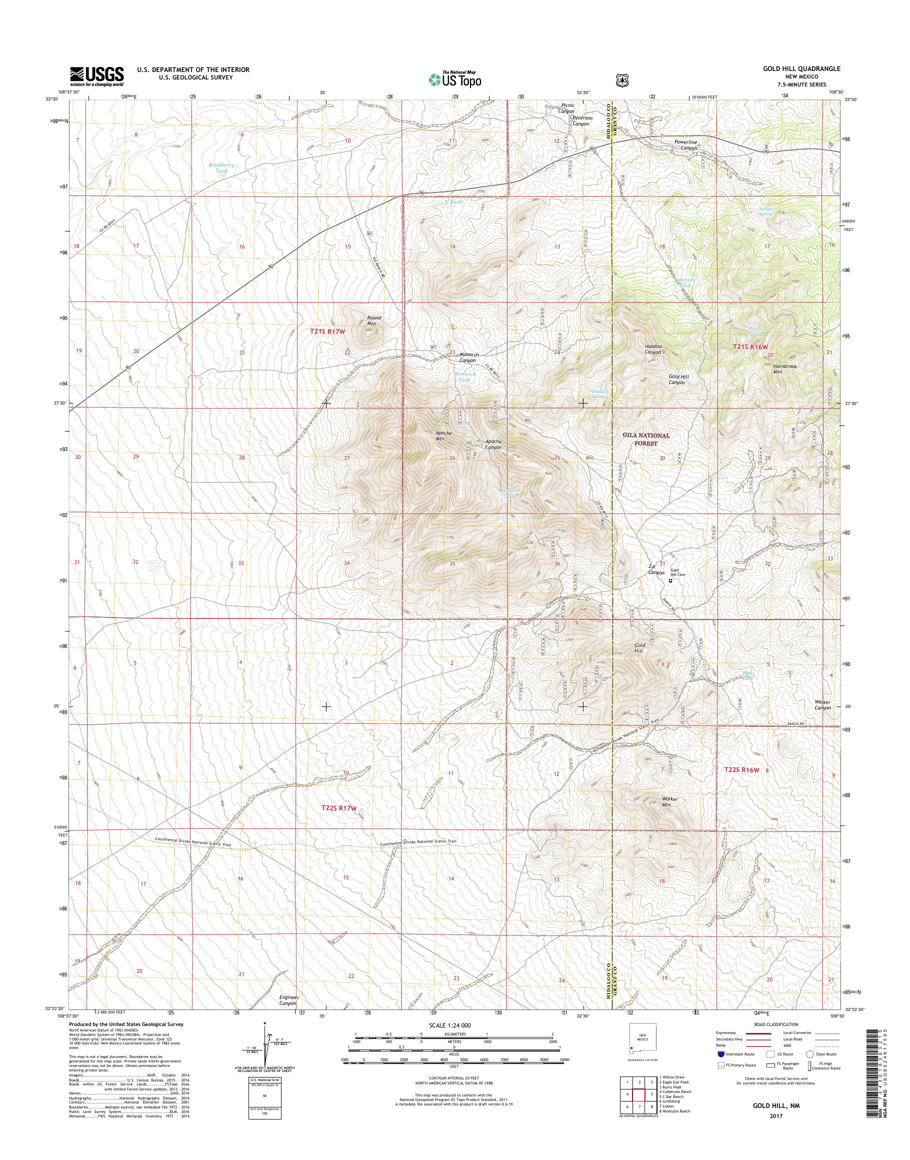 MyTopo Gold Hill, New Mexico USGS Quad Topo Map