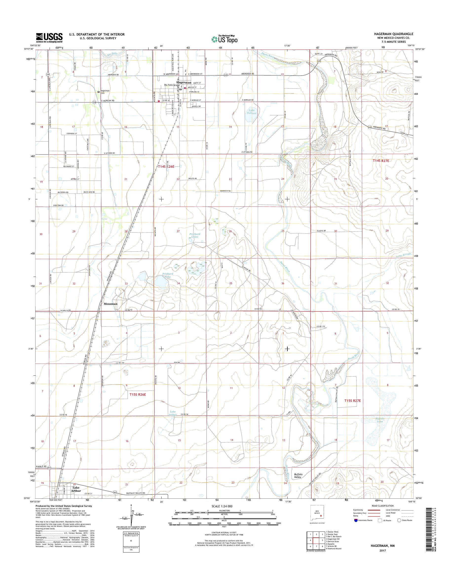 MyTopo Hagerman, New Mexico USGS Quad Topo Map