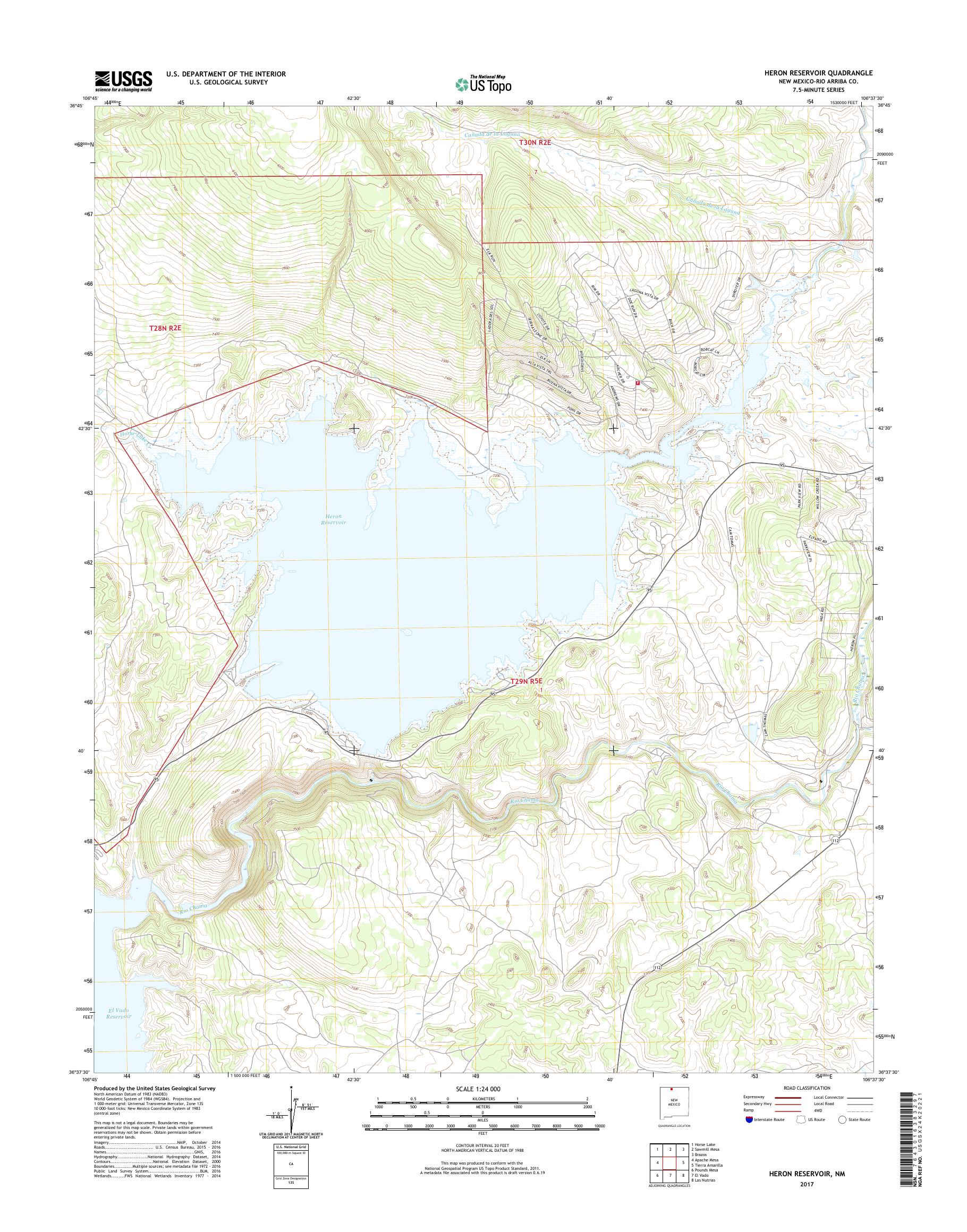 MyTopo Heron Reservoir, New Mexico USGS Quad Topo Map