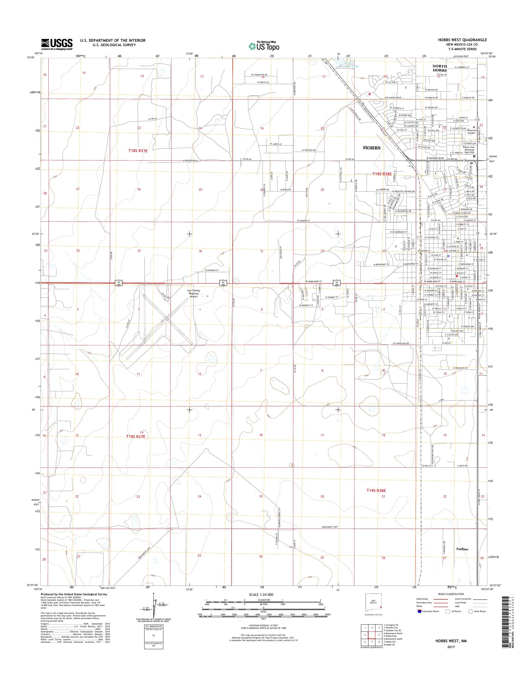 MyTopo Hobbs West, New Mexico USGS Quad Topo Map