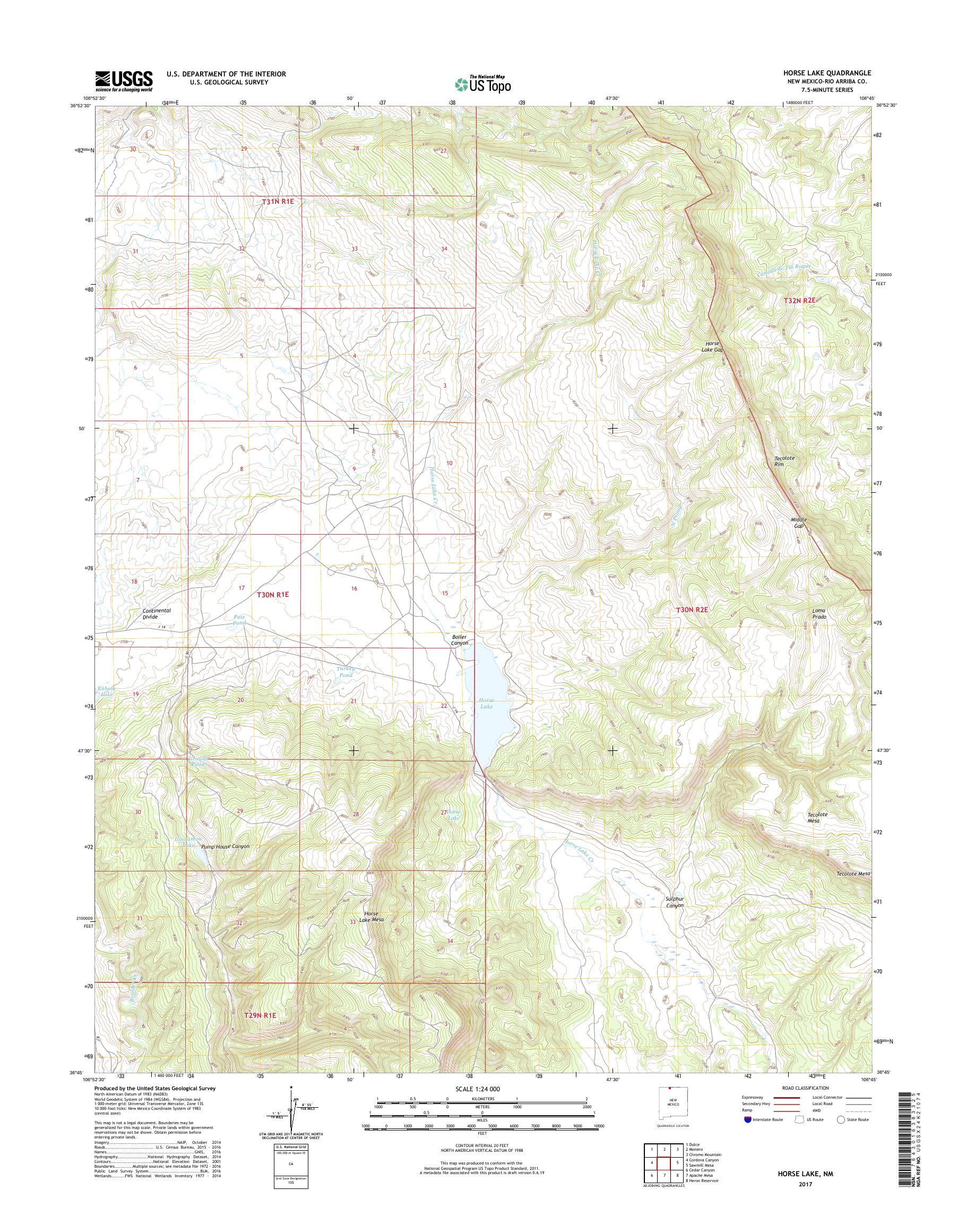 MyTopo Horse Lake, New Mexico USGS Quad Topo Map