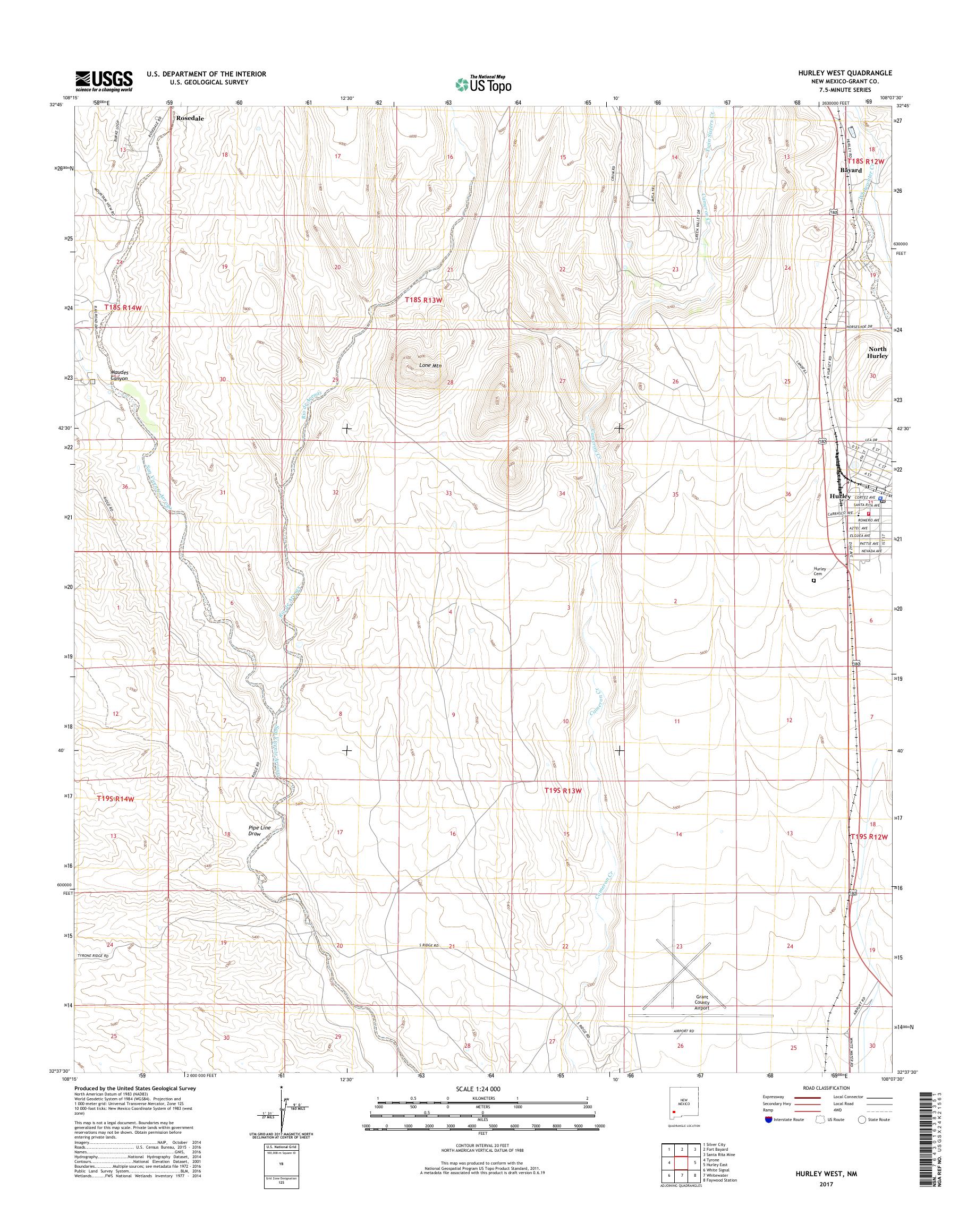 MyTopo Hurley West, New Mexico USGS Quad Topo Map