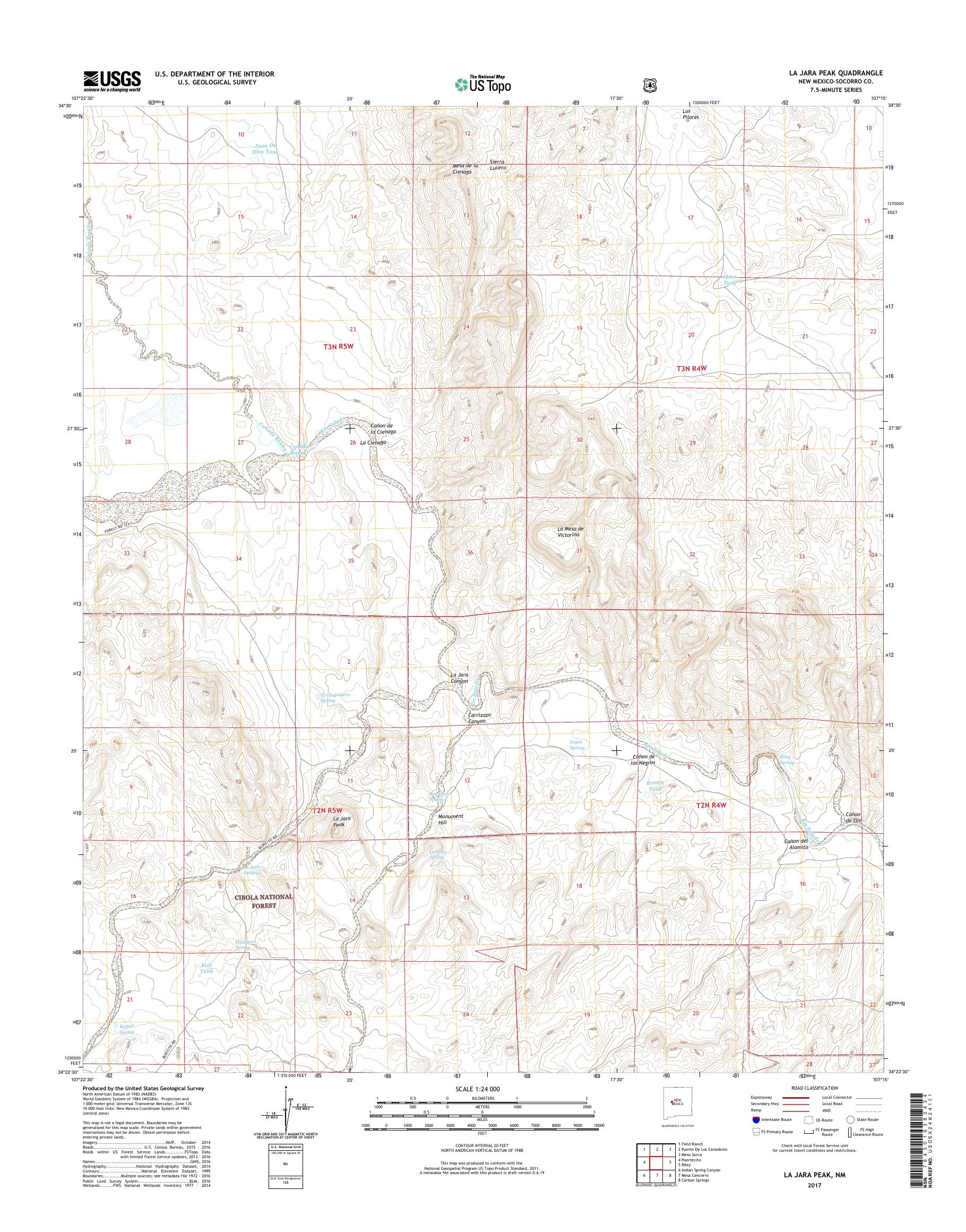 MyTopo La Jara Peak, New Mexico USGS Quad Topo Map