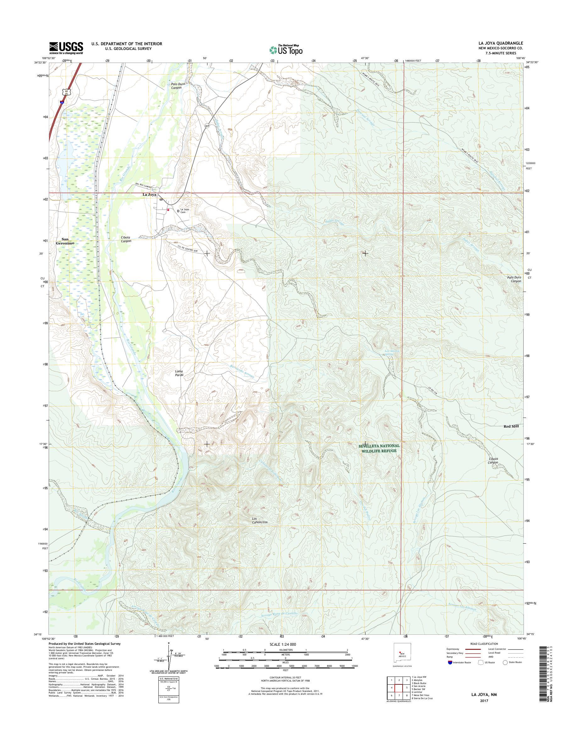 MyTopo La Joya, New Mexico USGS Quad Topo Map