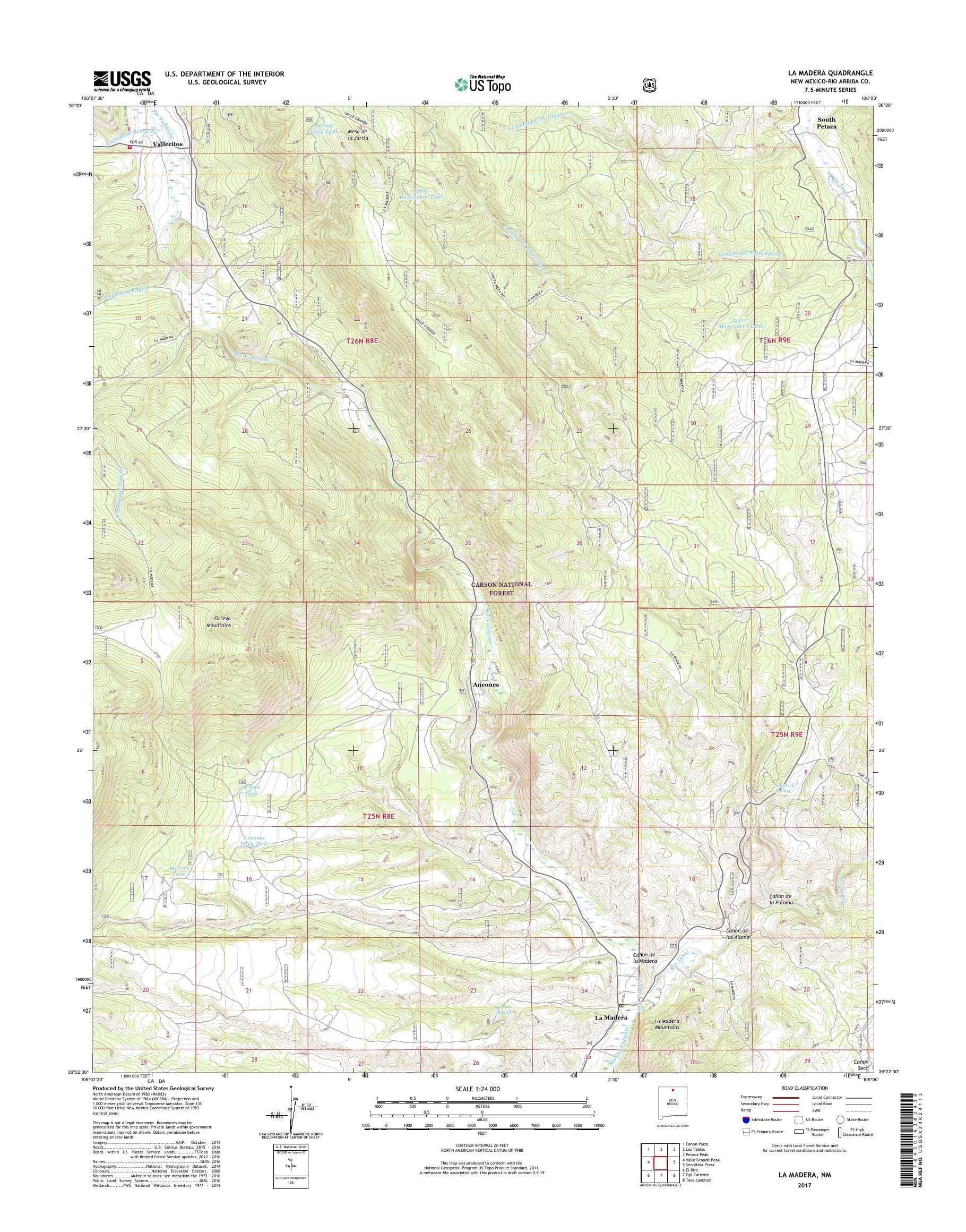 MyTopo La Madera, New Mexico USGS Quad Topo Map