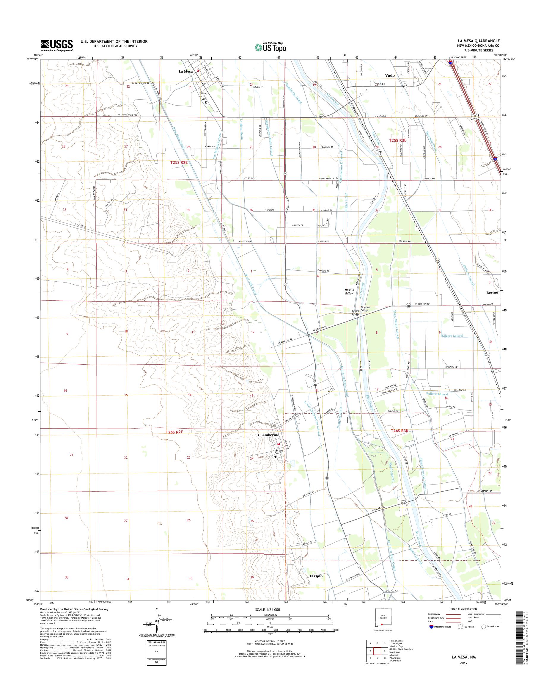 MyTopo La Mesa, New Mexico USGS Quad Topo Map