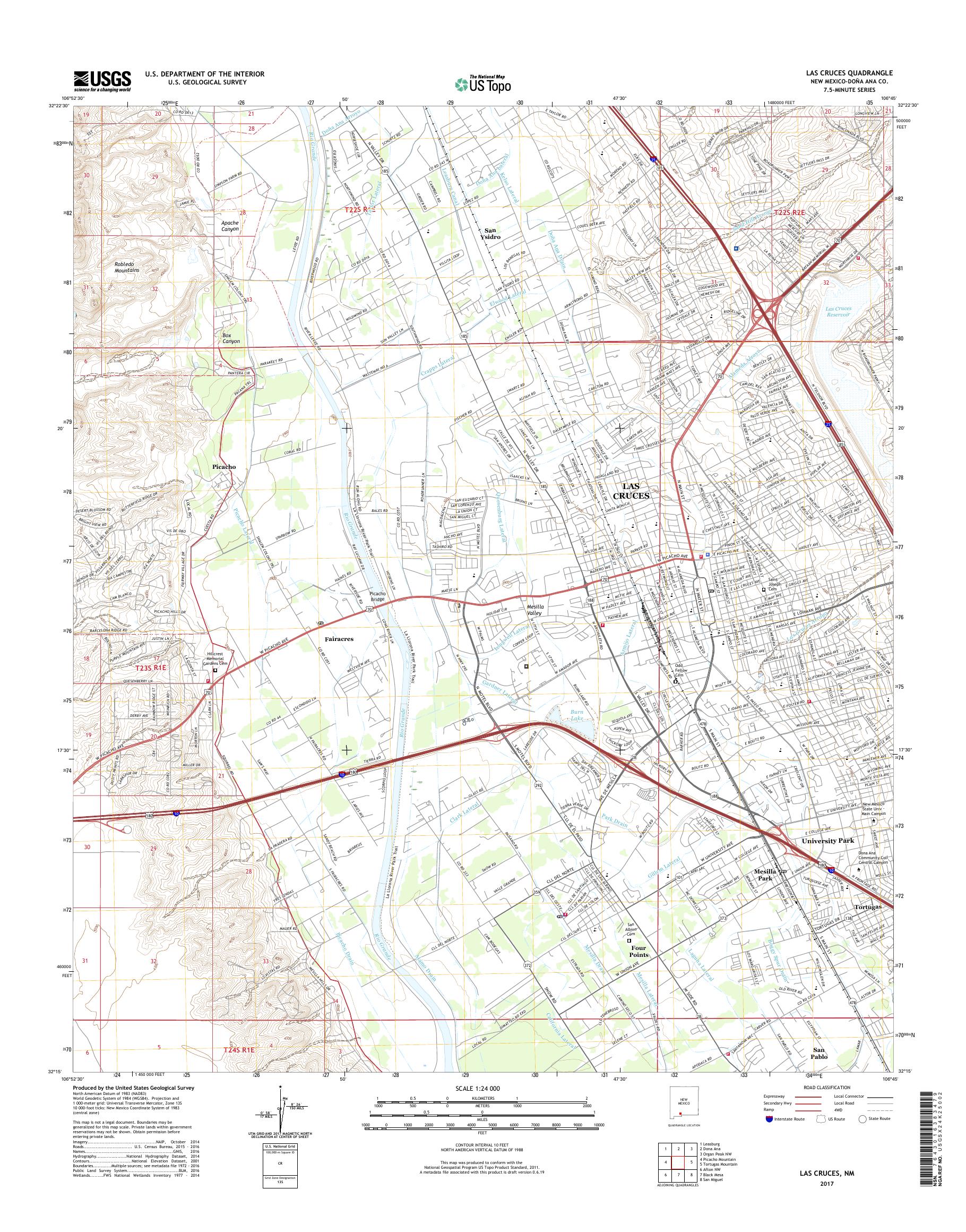 MyTopo Las Cruces, New Mexico USGS Quad Topo Map