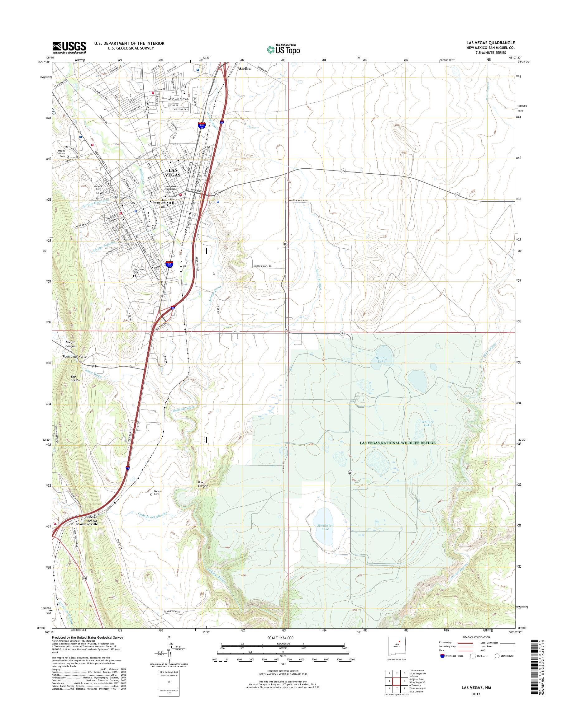 MyTopo Las Vegas, New Mexico USGS Quad Topo Map