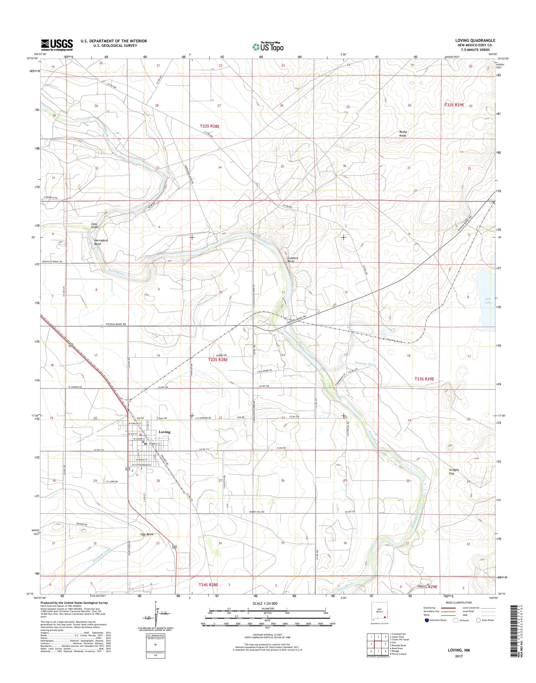 MyTopo Loving, New Mexico USGS Quad Topo Map