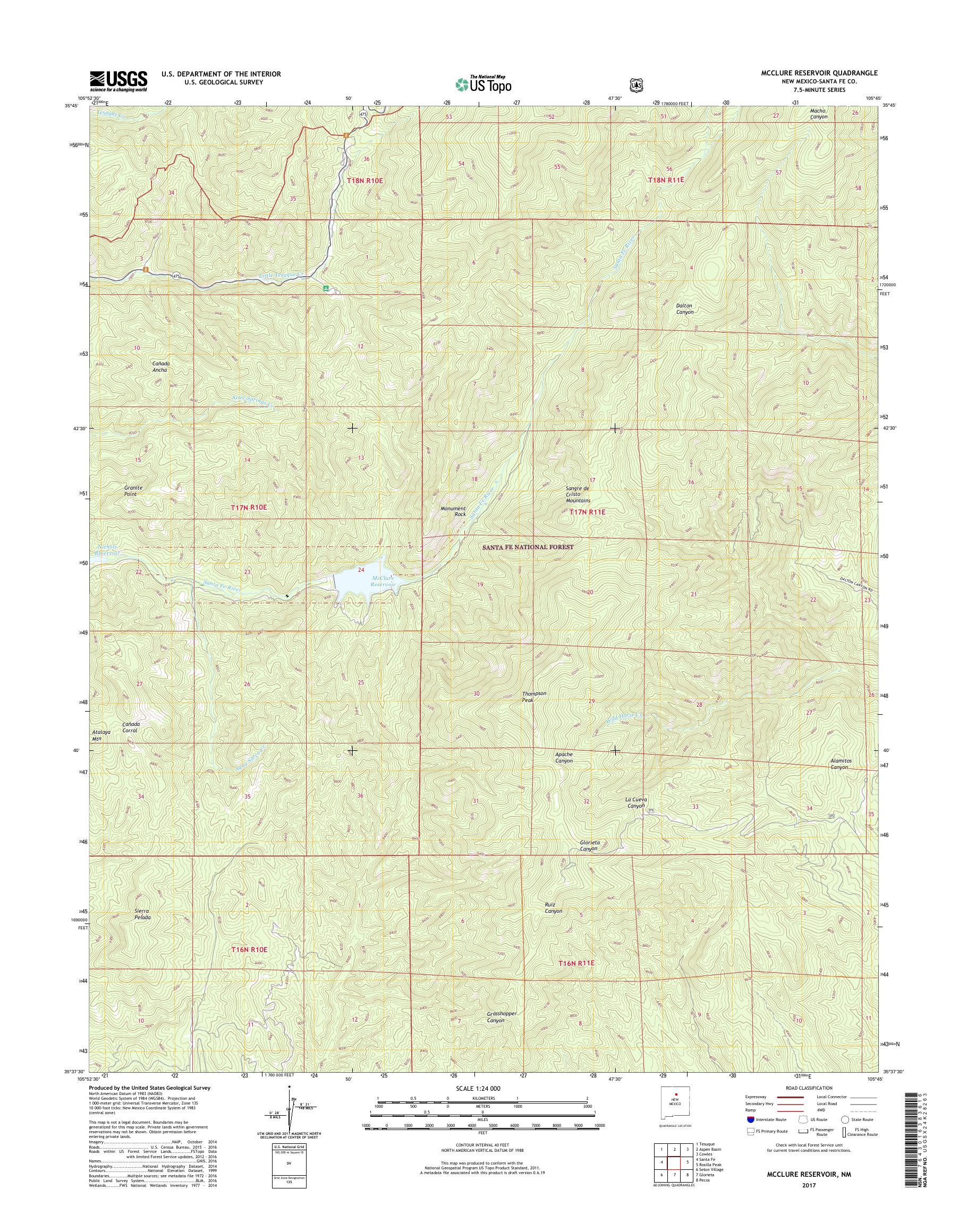 MyTopo McClure Reservoir, New Mexico USGS Quad Topo Map