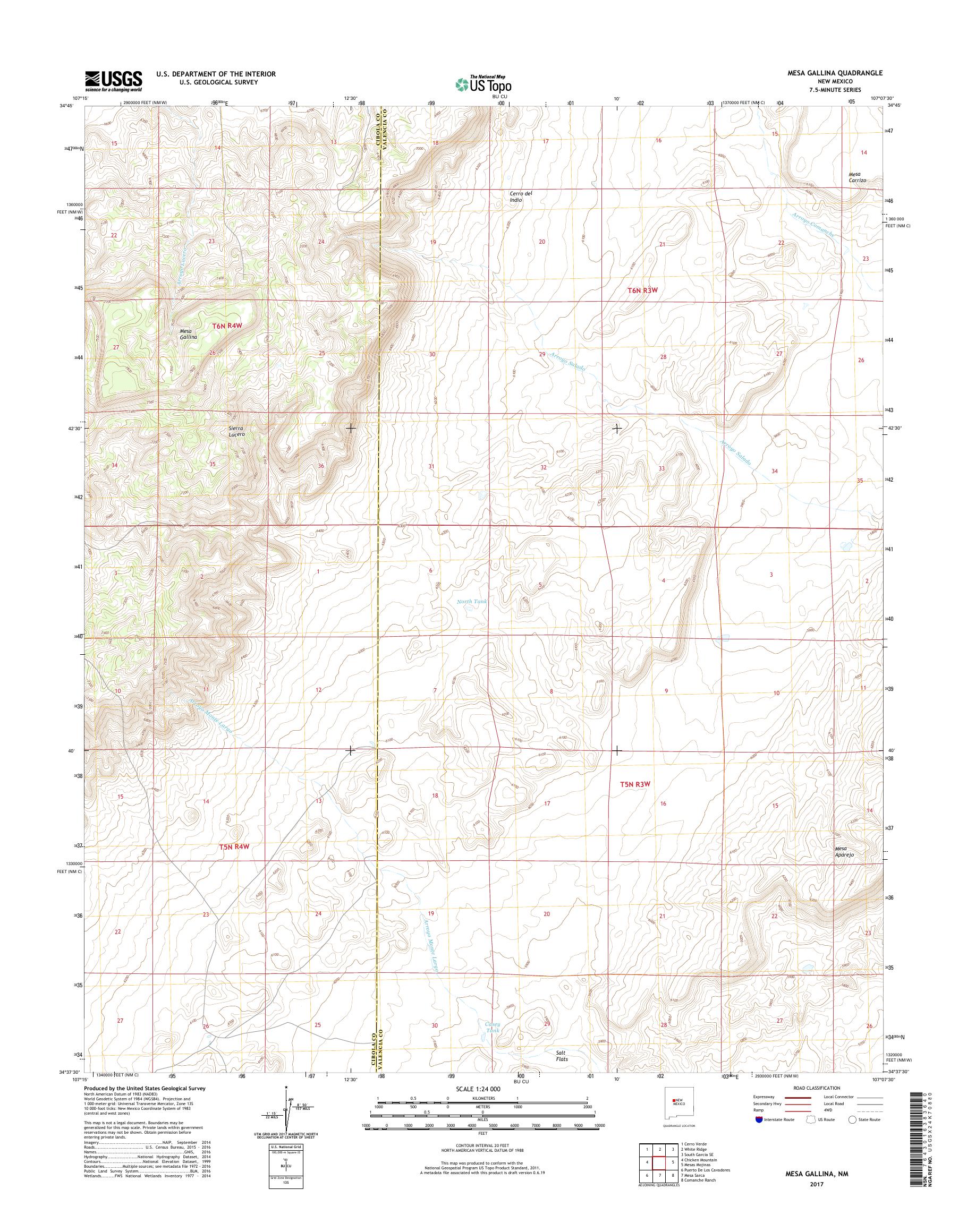MyTopo Mesa Gallina, New Mexico USGS Quad Topo Map
