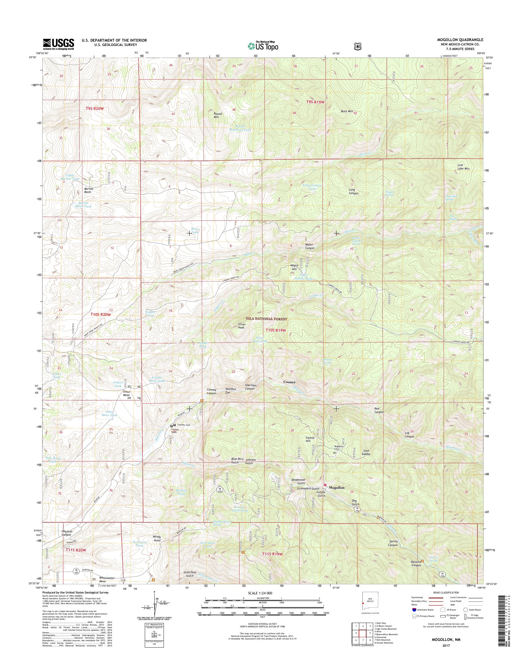 MyTopo Mogollon, New Mexico USGS Quad Topo Map