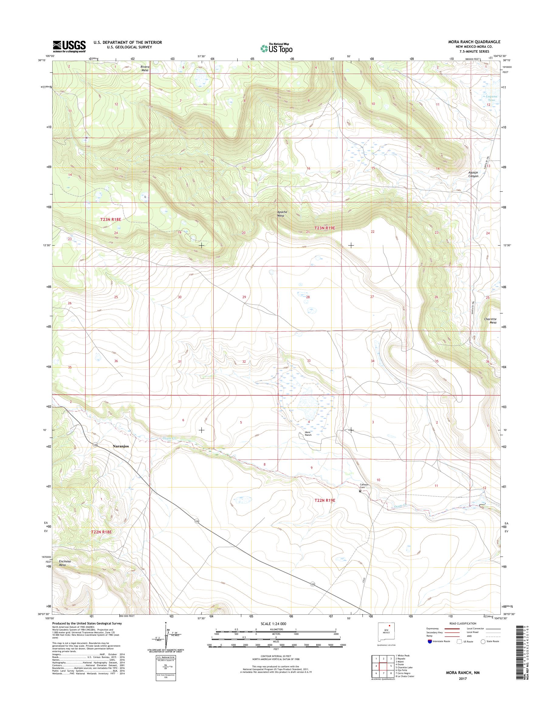 MyTopo Mora Ranch, New Mexico USGS Quad Topo Map