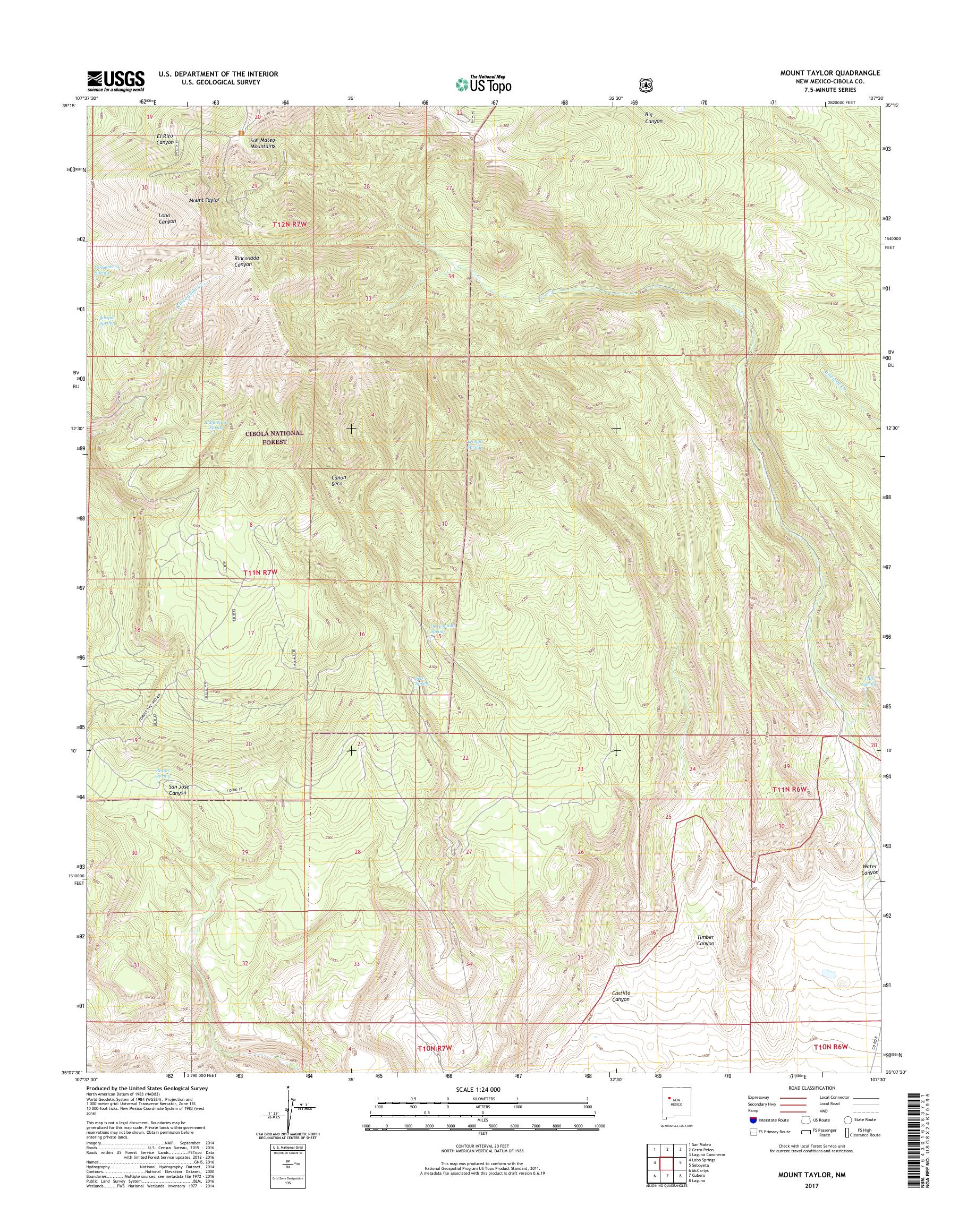 MyTopo Mount Taylor, New Mexico USGS Quad Topo Map