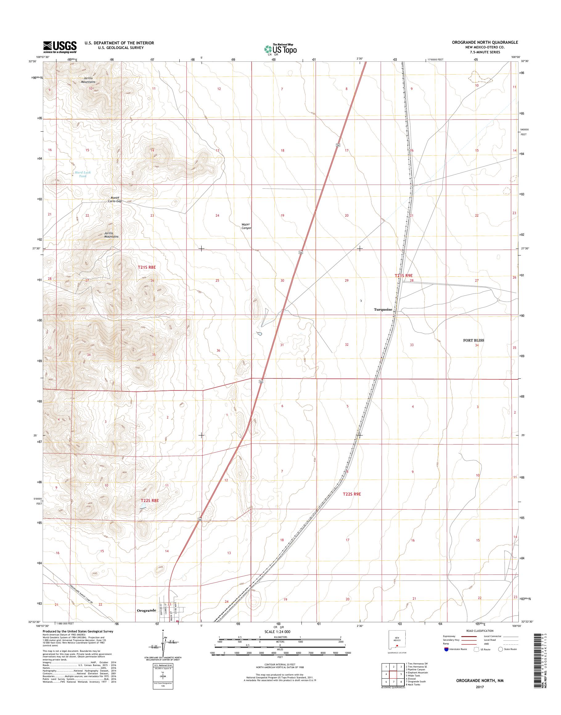 MyTopo Orogrande North, New Mexico USGS Quad Topo Map
