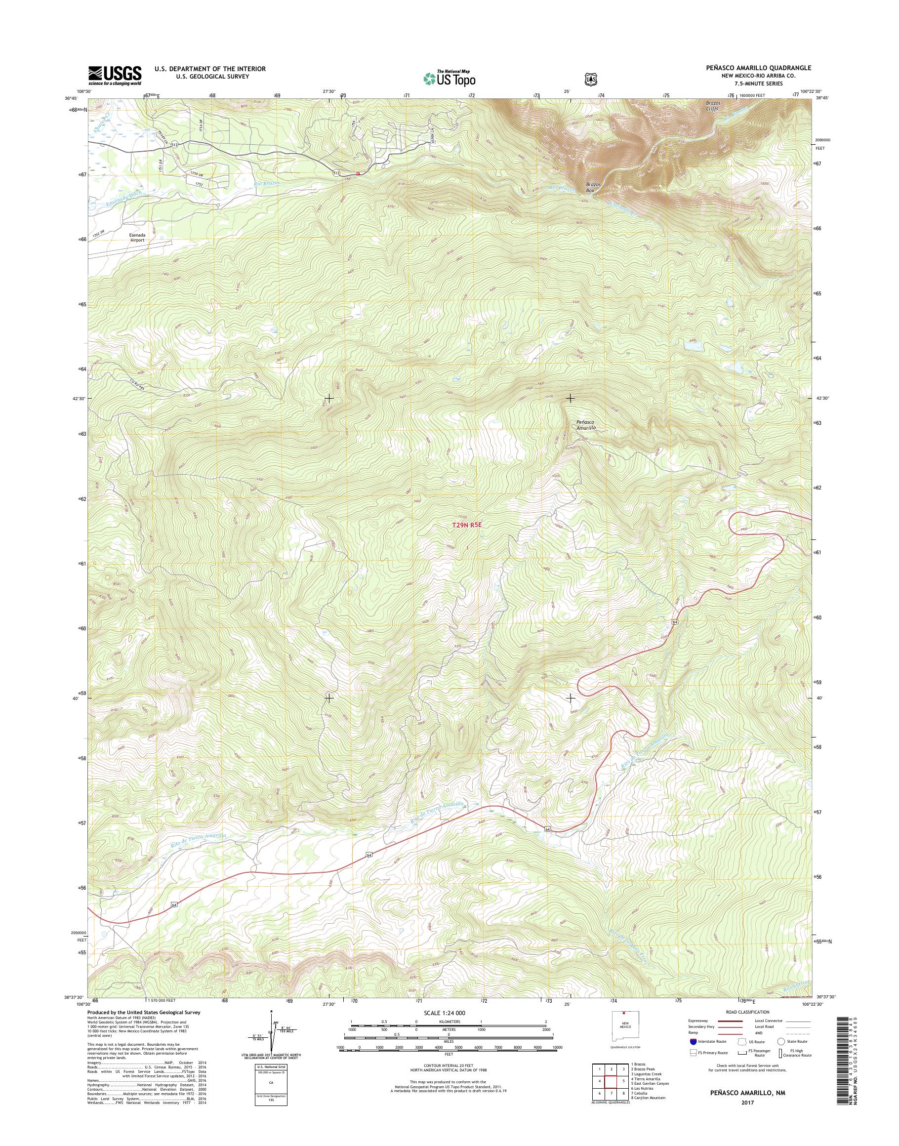 MyTopo Penasco Amarillo, New Mexico USGS Quad Topo Map