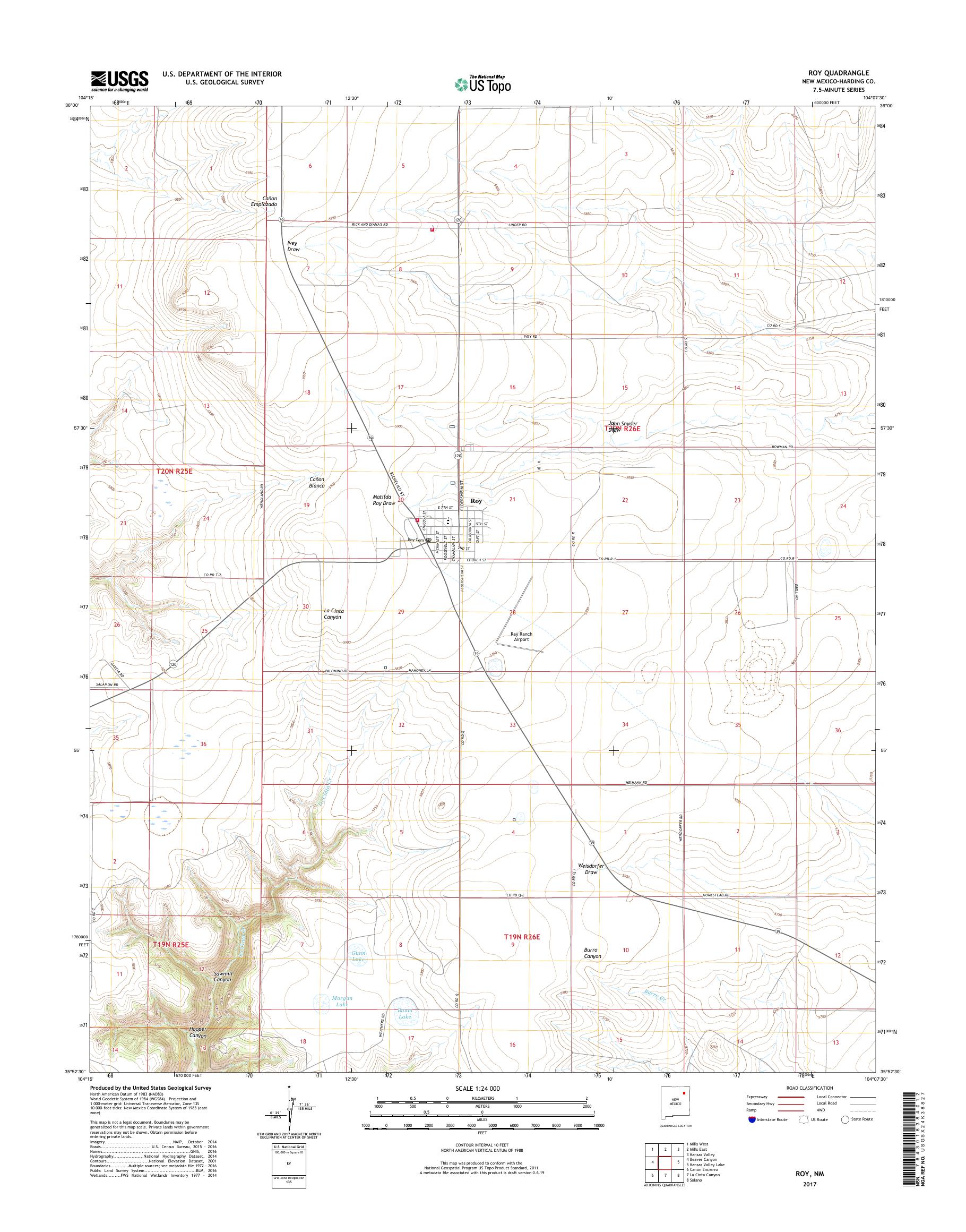 MyTopo Roy, New Mexico USGS Quad Topo Map
