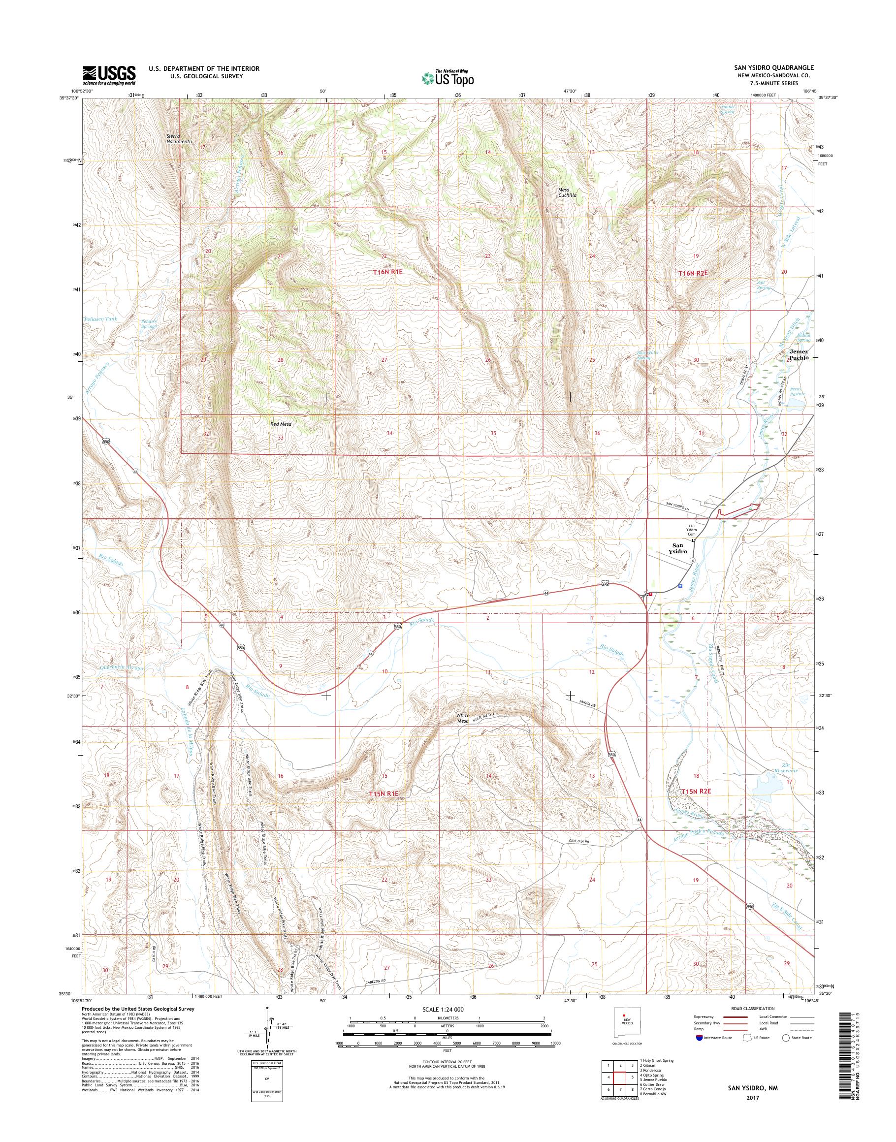 MyTopo San Ysidro, New Mexico USGS Quad Topo Map