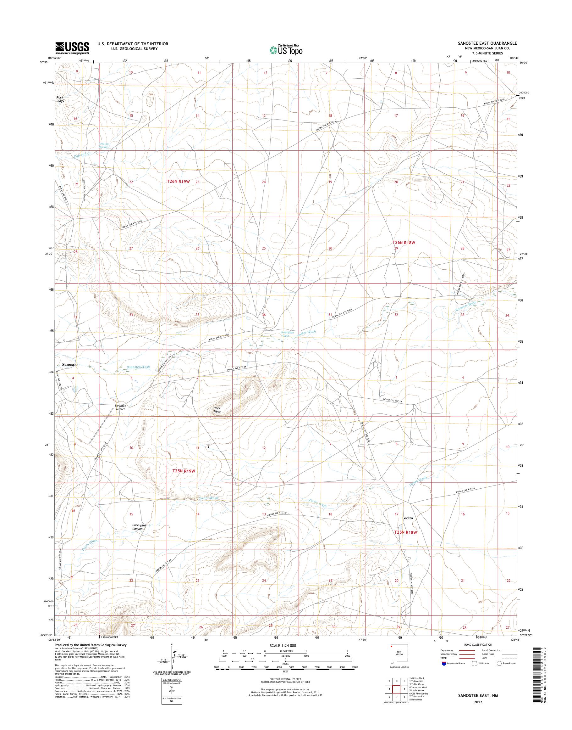 MyTopo Sanostee East, New Mexico USGS Quad Topo Map