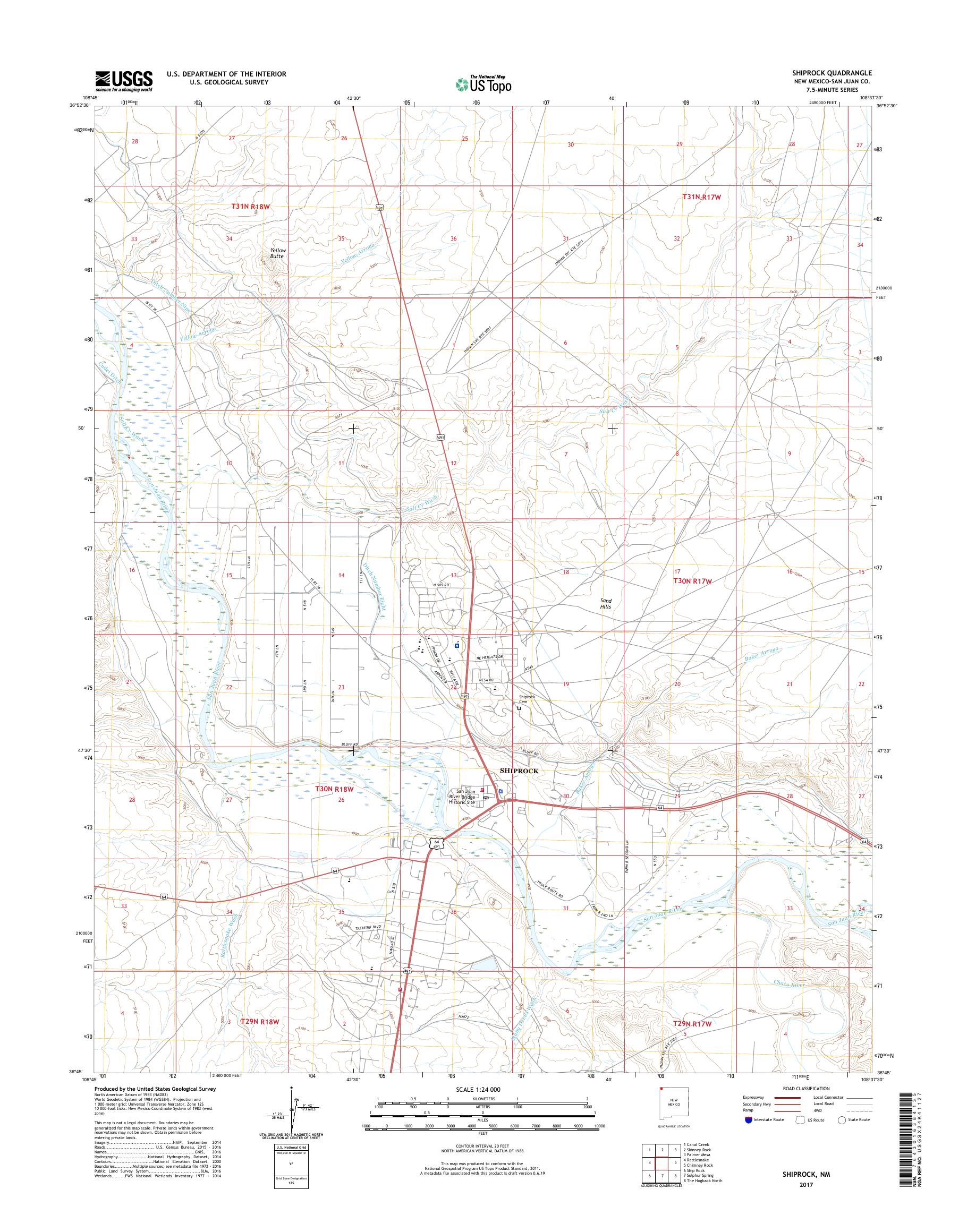 MyTopo Shiprock, New Mexico USGS Quad Topo Map