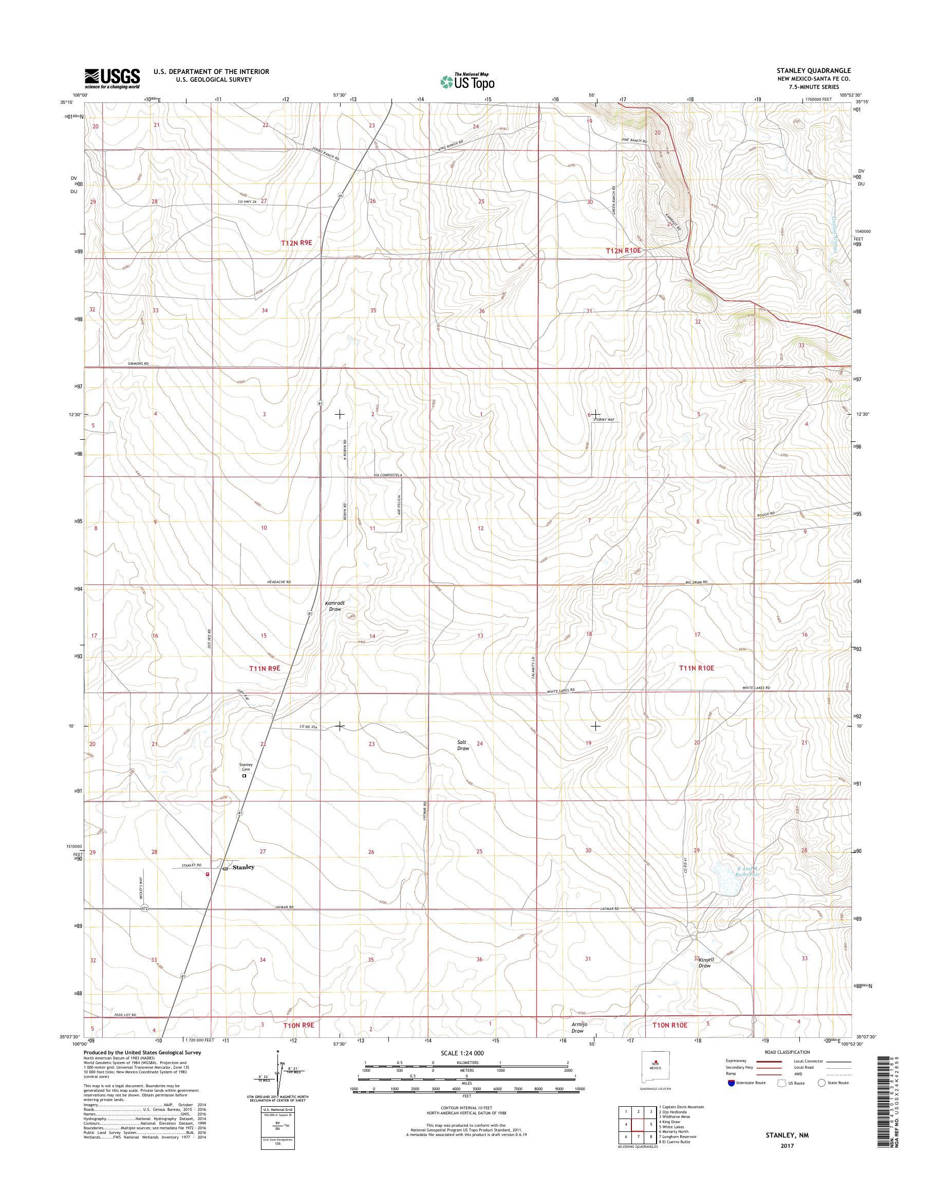 MyTopo Stanley, New Mexico USGS Quad Topo Map
