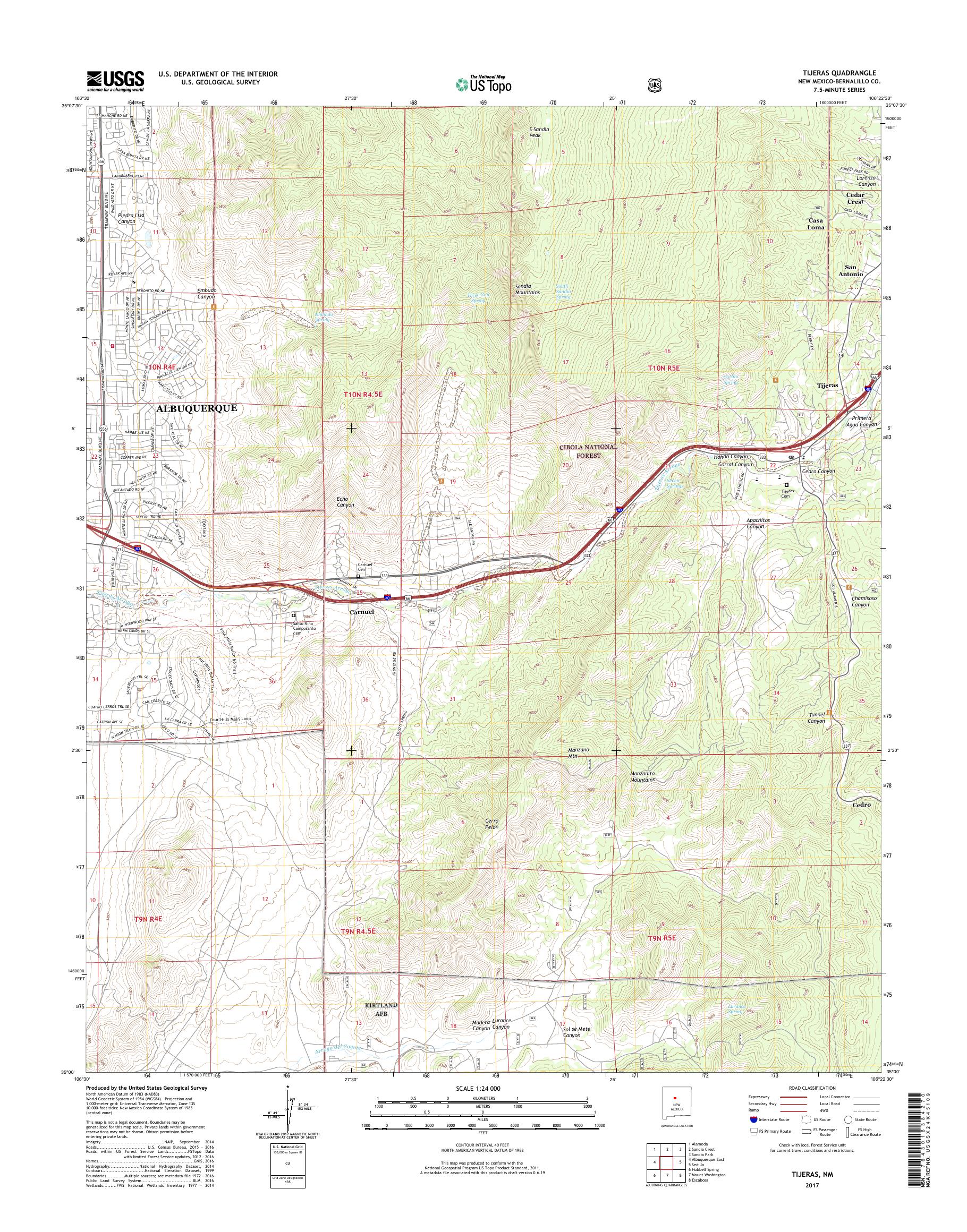 MyTopo Tijeras, New Mexico USGS Quad Topo Map