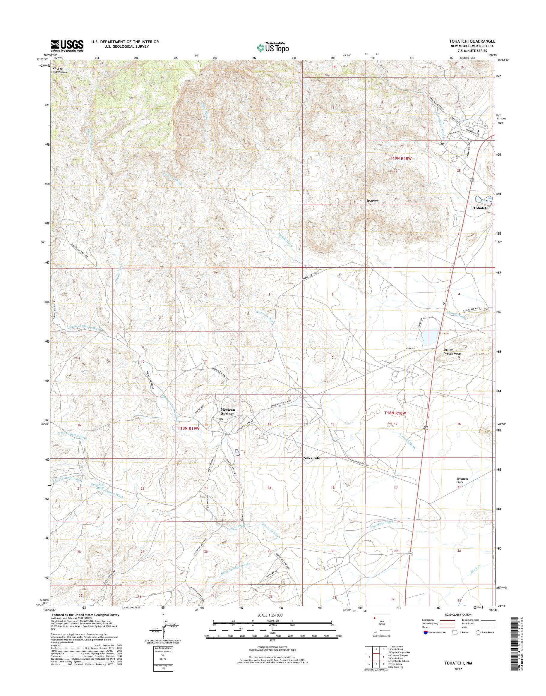 MyTopo Tohatchi, New Mexico USGS Quad Topo Map