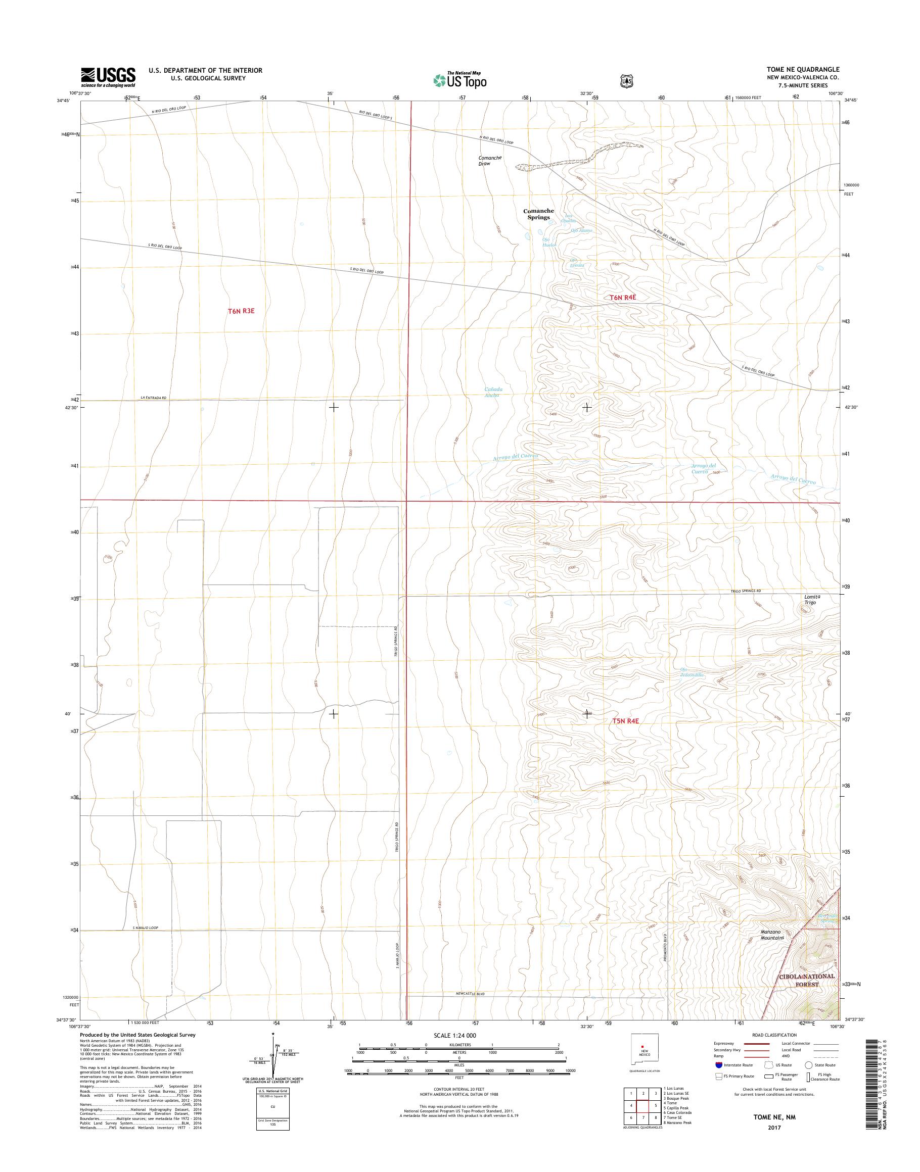 MyTopo Tome Ne, New Mexico USGS Quad Topo Map