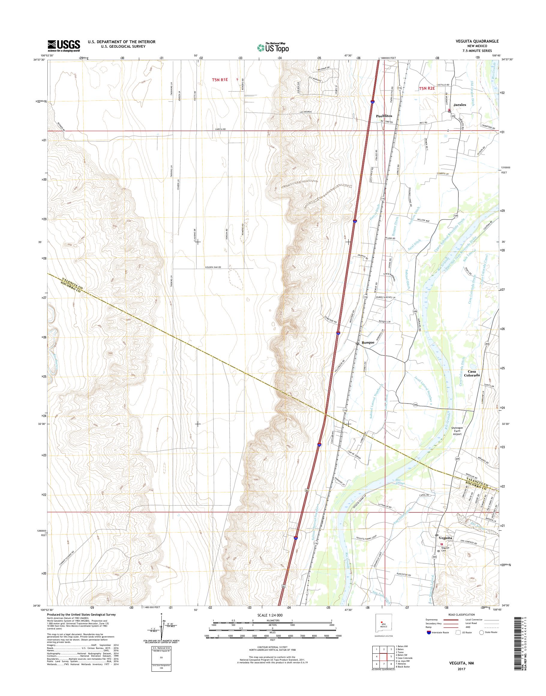 MyTopo Veguita, New Mexico USGS Quad Topo Map