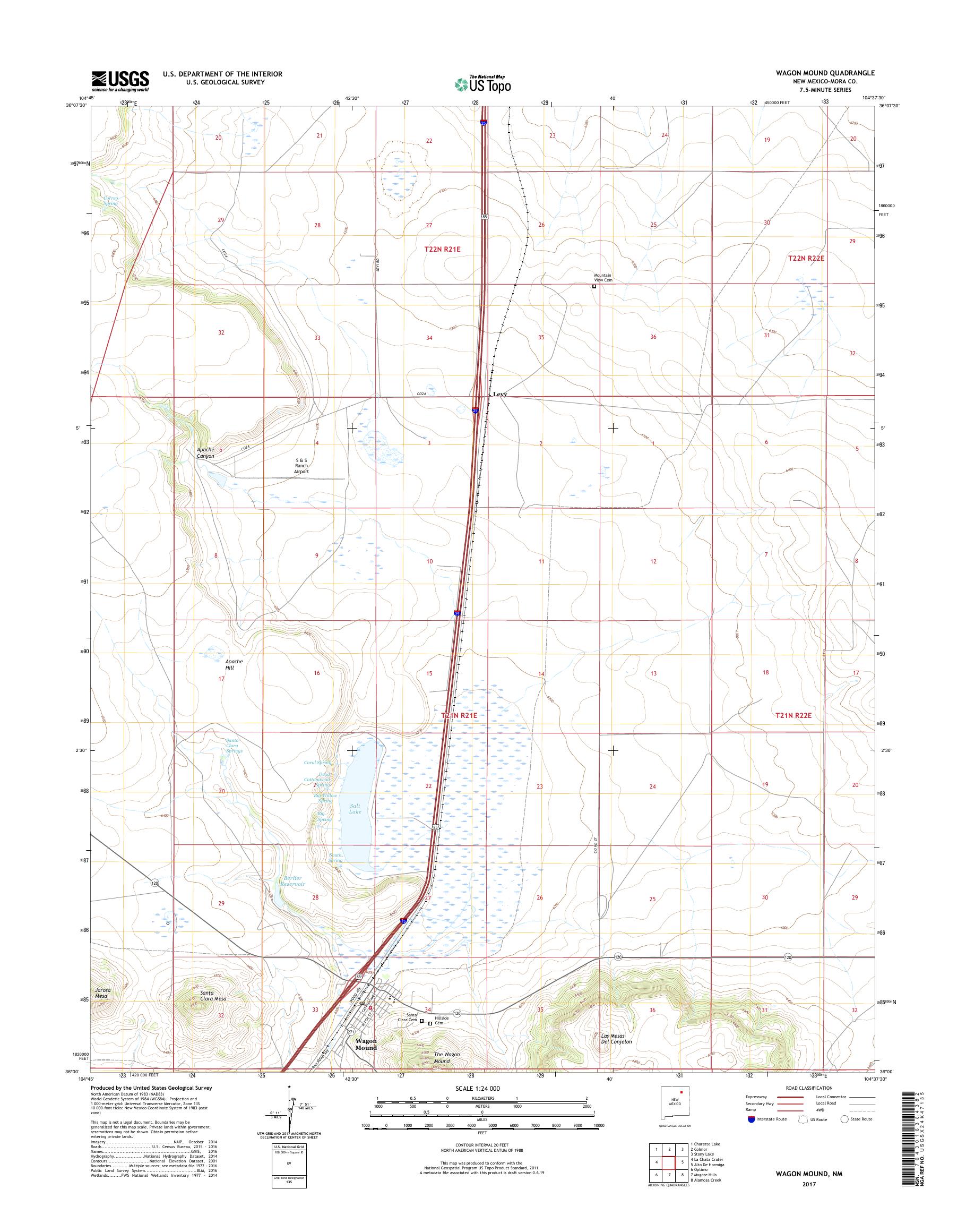 MyTopo Wagon Mound, New Mexico USGS Quad Topo Map