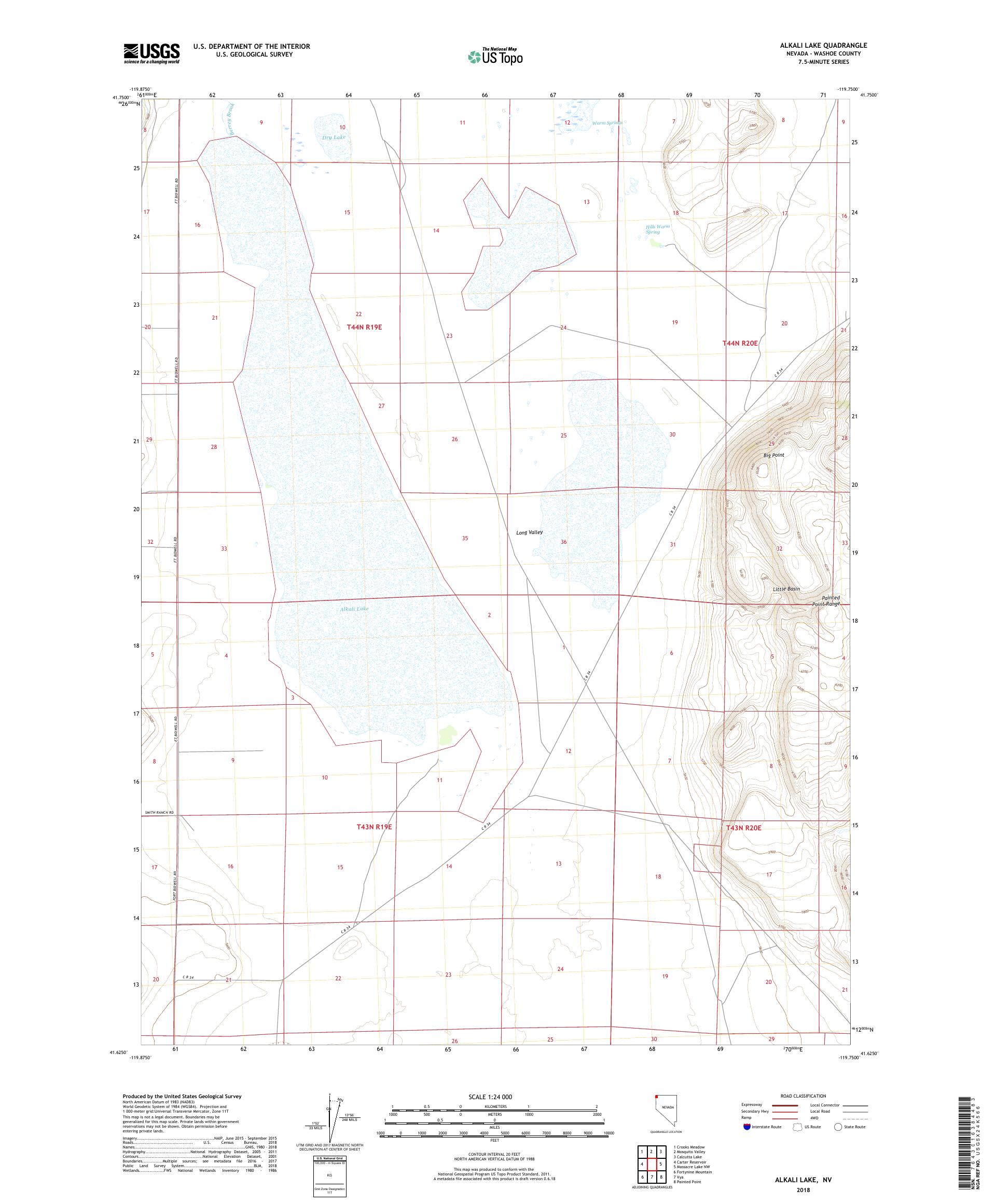 MyTopo Alkali Lake, Nevada USGS Quad Topo Map