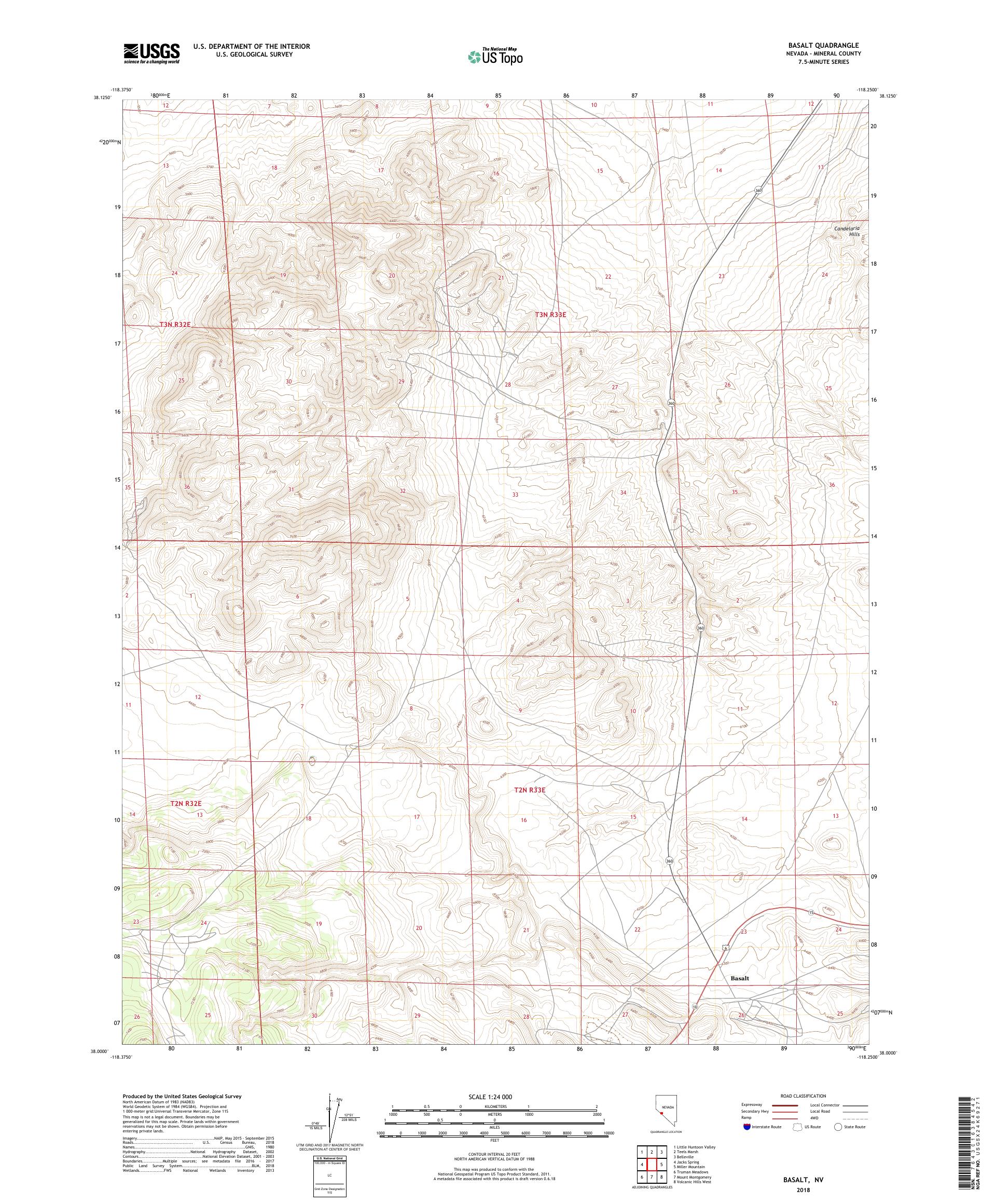 MyTopo Basalt, Nevada USGS Quad Topo Map