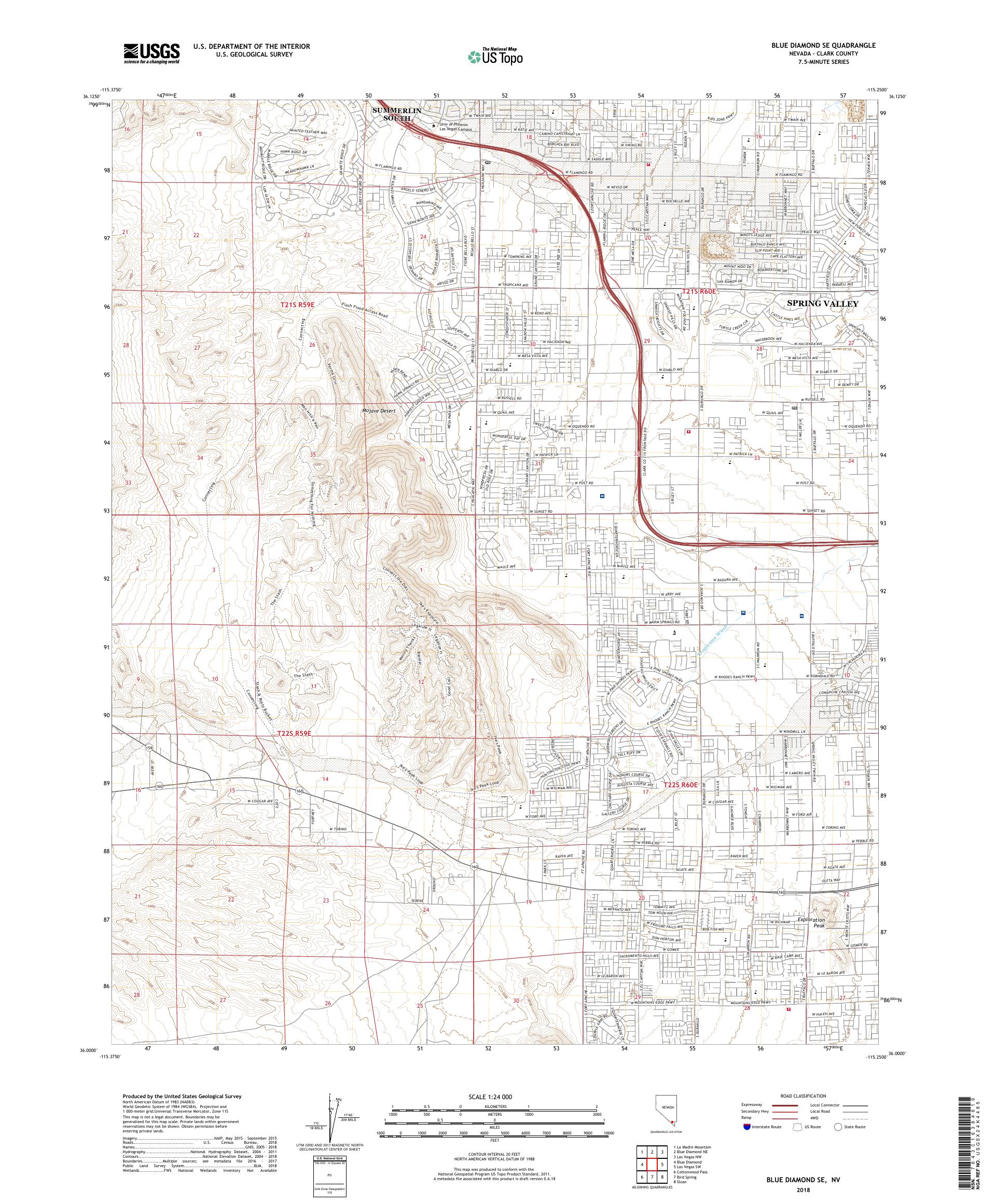 MyTopo Blue Diamond SE, Nevada USGS Quad Topo Map