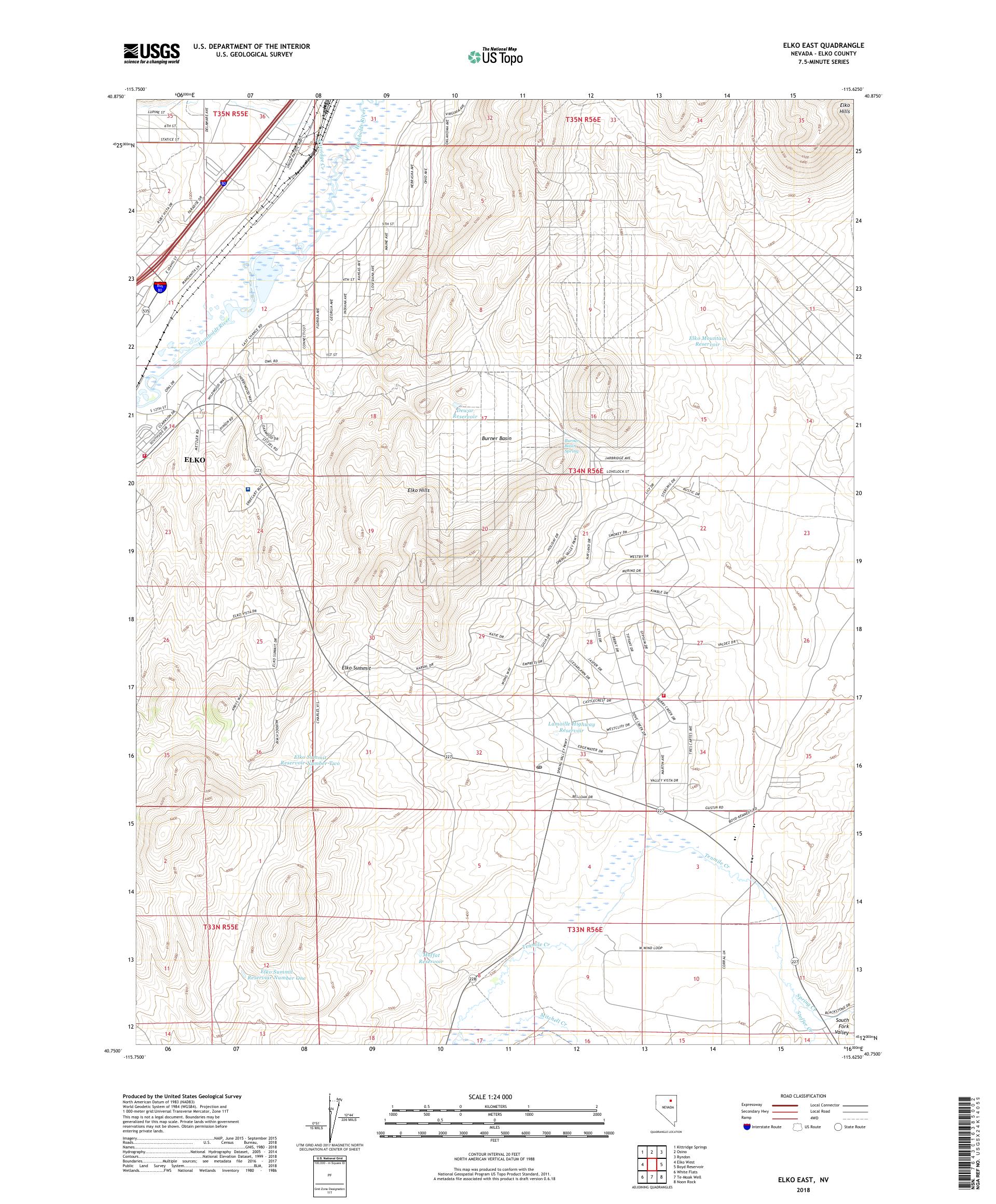 MyTopo Elko East, Nevada USGS Quad Topo Map