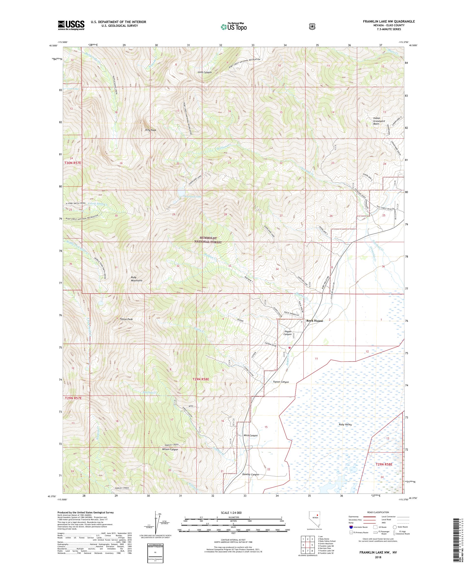 MyTopo Franklin Lake NW, Nevada USGS Quad Topo Map