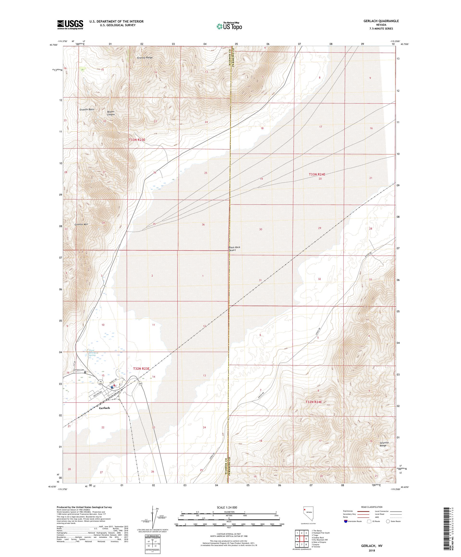 MyTopo Gerlach, Nevada USGS Quad Topo Map