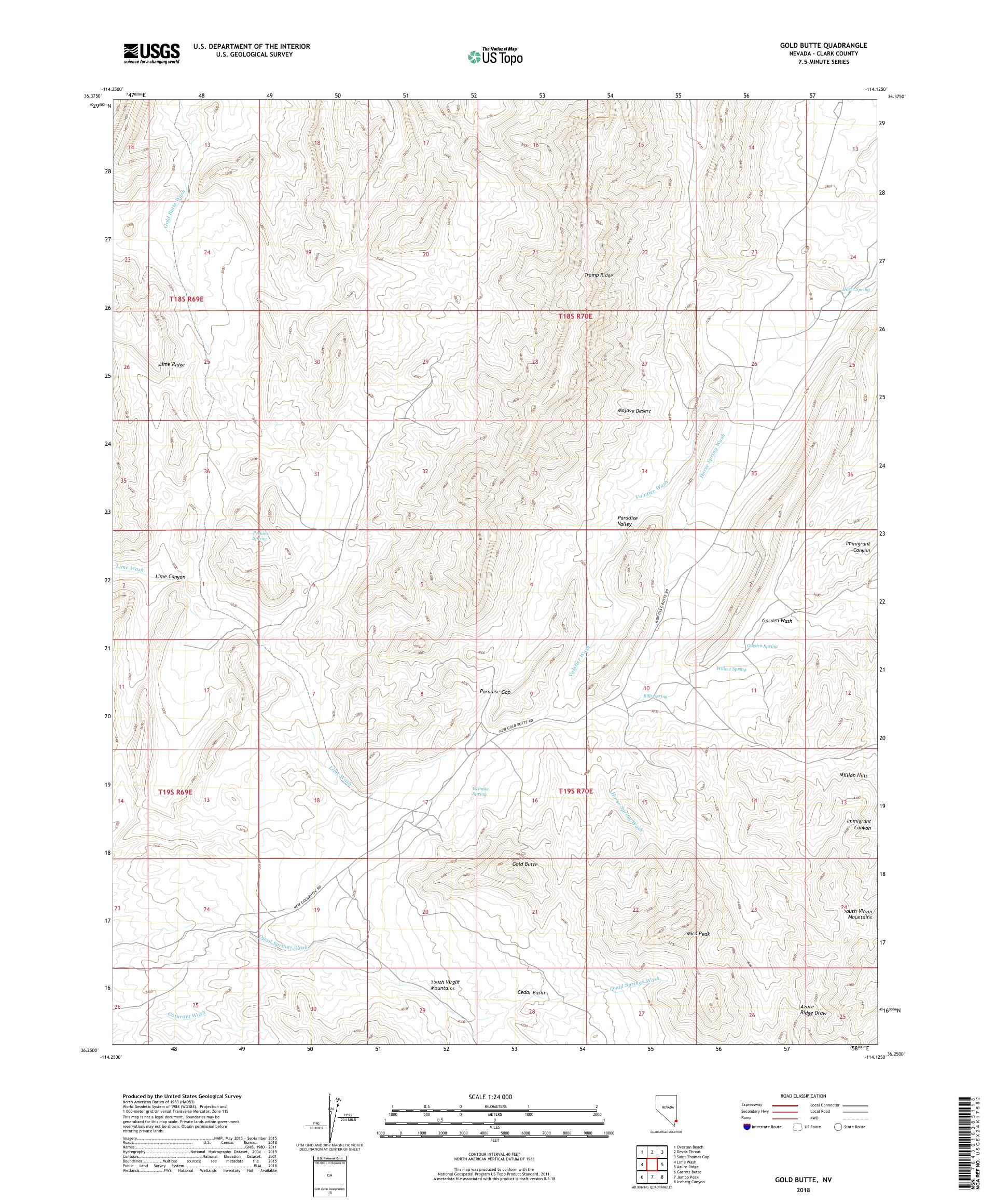 MyTopo Gold Butte, Nevada USGS Quad Topo Map