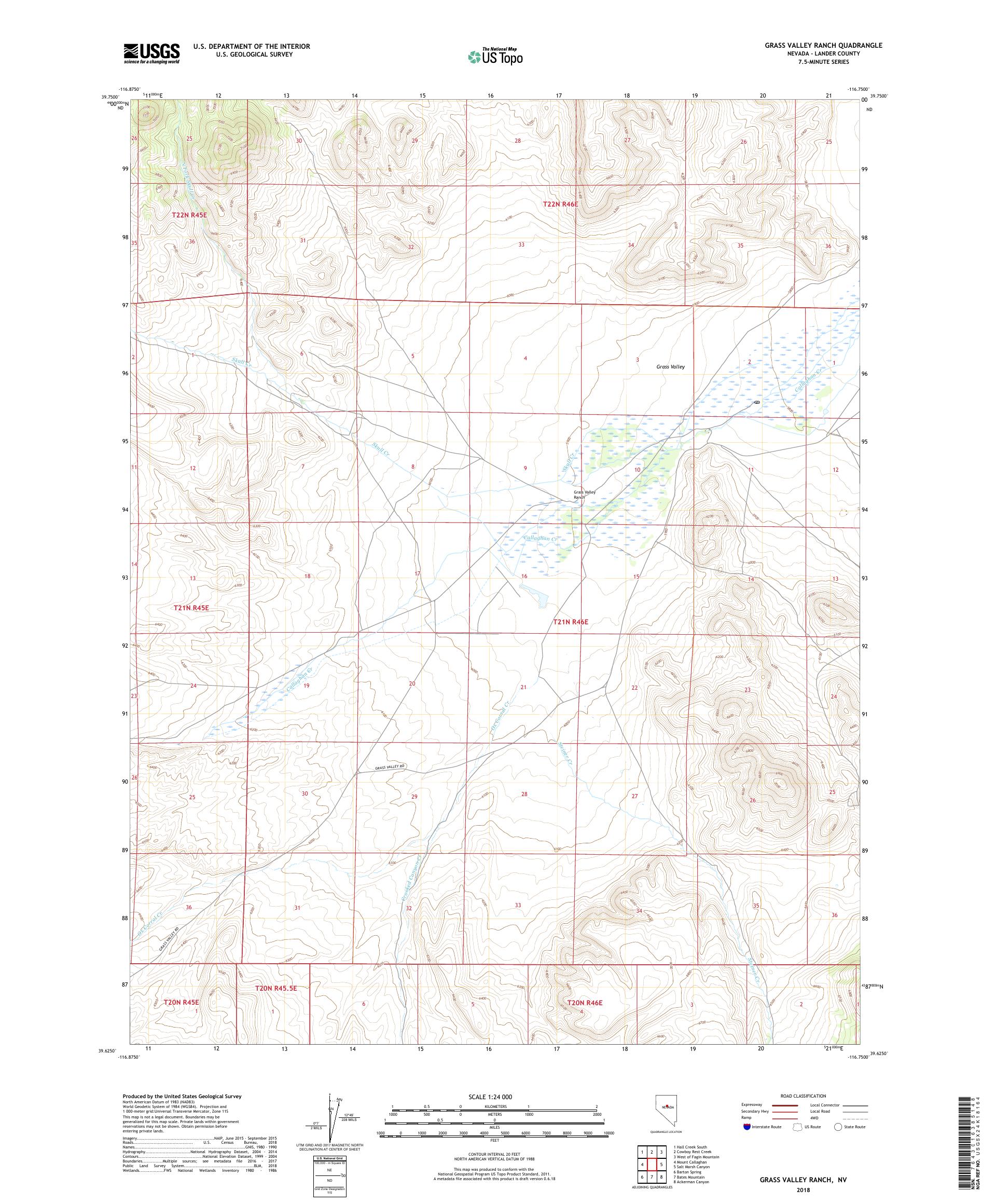 MyTopo Grass Valley Ranch, Nevada USGS Quad Topo Map