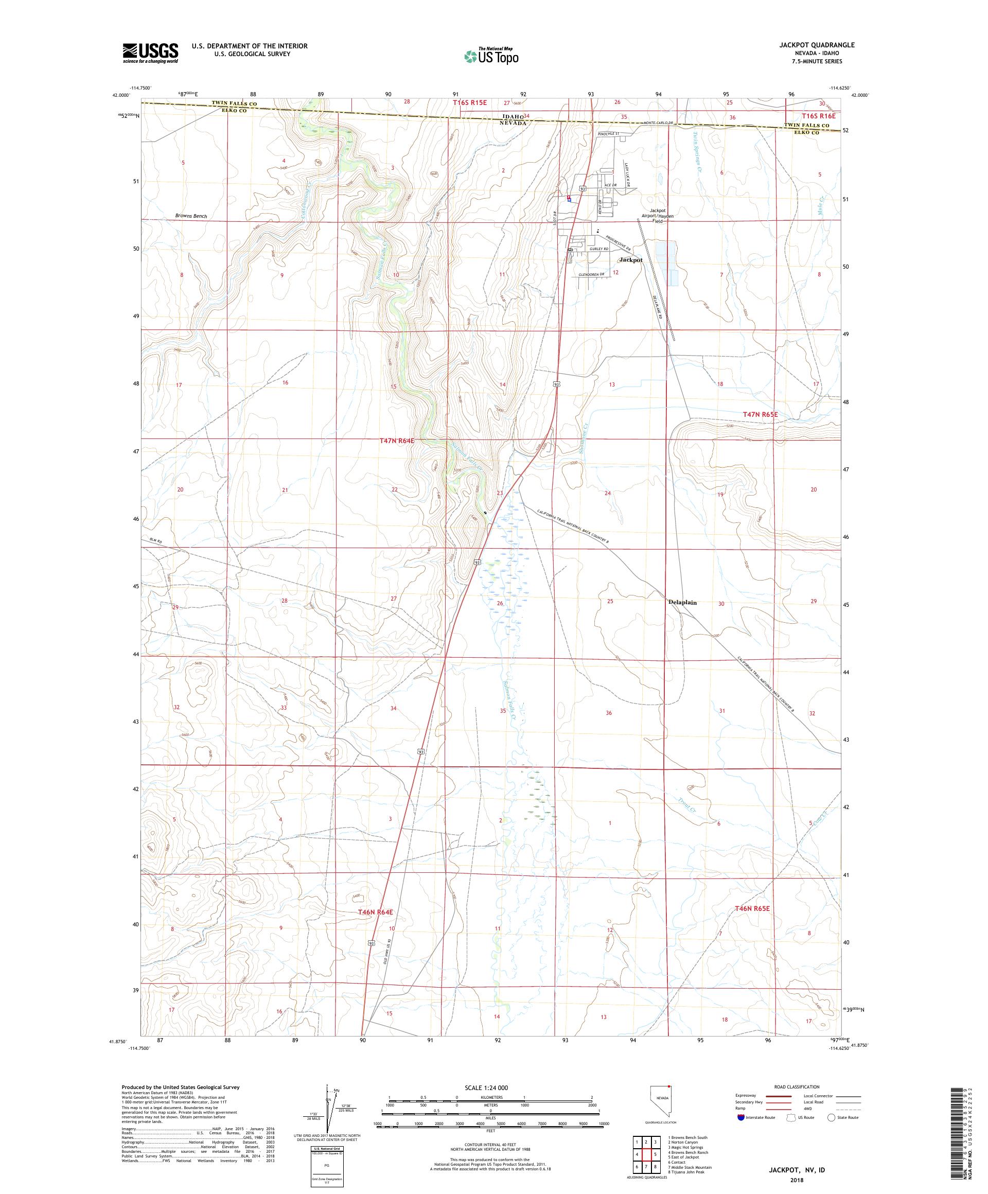 MyTopo Jackpot, Nevada USGS Quad Topo Map