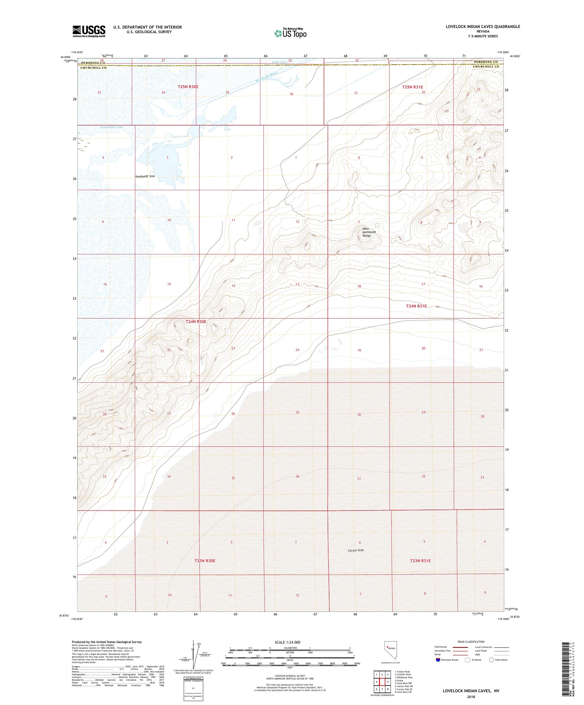MyTopo Lovelock Indian Caves, Nevada USGS Quad Topo Map
