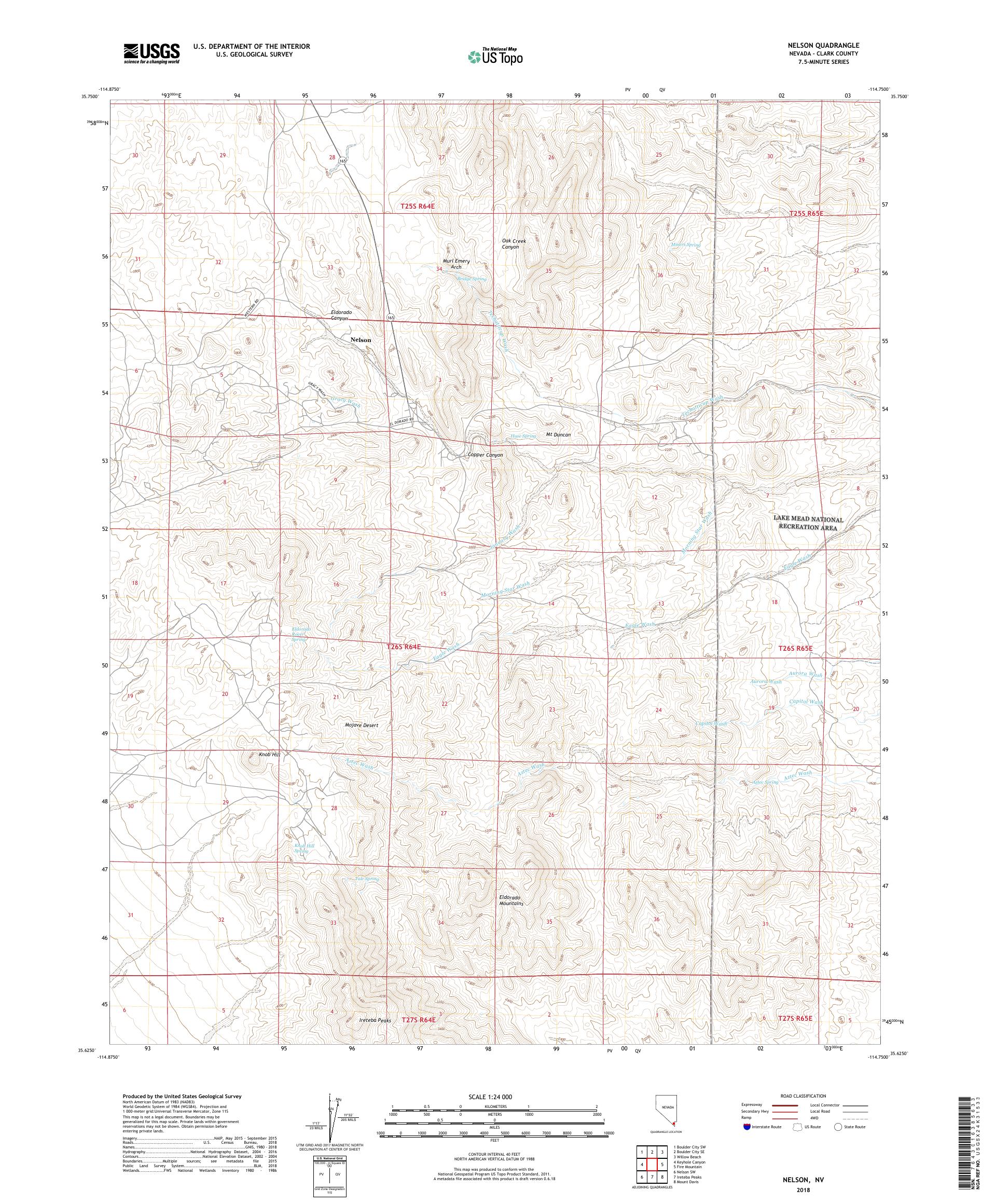 MyTopo Nelson, Nevada USGS Quad Topo Map